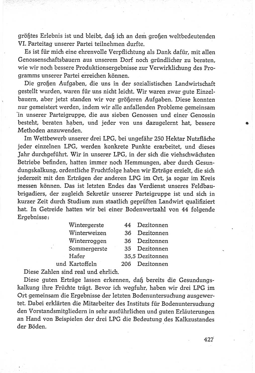 Protokoll der Verhandlungen des Ⅵ. Parteitages der Sozialistischen Einheitspartei Deutschlands (SED) [Deutsche Demokratische Republik (DDR)] 1963, Band Ⅲ, Seite 427 (Prot. Verh. Ⅵ. PT SED DDR 1963, Bd. Ⅲ, S. 427)