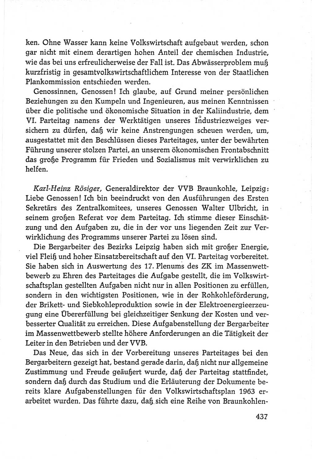 Protokoll der Verhandlungen des Ⅵ. Parteitages der Sozialistischen Einheitspartei Deutschlands (SED) [Deutsche Demokratische Republik (DDR)] 1963, Band Ⅲ, Seite 437 (Prot. Verh. Ⅵ. PT SED DDR 1963, Bd. Ⅲ, S. 437)