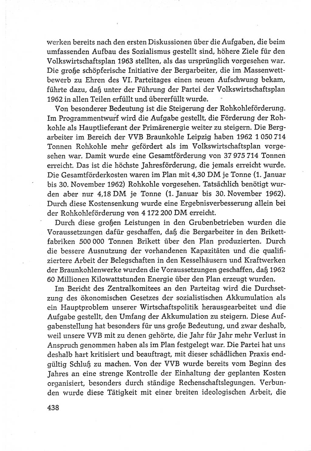 Protokoll der Verhandlungen des Ⅵ. Parteitages der Sozialistischen Einheitspartei Deutschlands (SED) [Deutsche Demokratische Republik (DDR)] 1963, Band Ⅲ, Seite 438 (Prot. Verh. Ⅵ. PT SED DDR 1963, Bd. Ⅲ, S. 438)