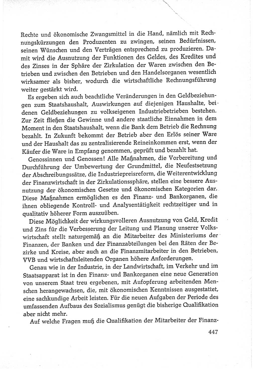 Protokoll der Verhandlungen des Ⅵ. Parteitages der Sozialistischen Einheitspartei Deutschlands (SED) [Deutsche Demokratische Republik (DDR)] 1963, Band Ⅲ, Seite 447 (Prot. Verh. Ⅵ. PT SED DDR 1963, Bd. Ⅲ, S. 447)