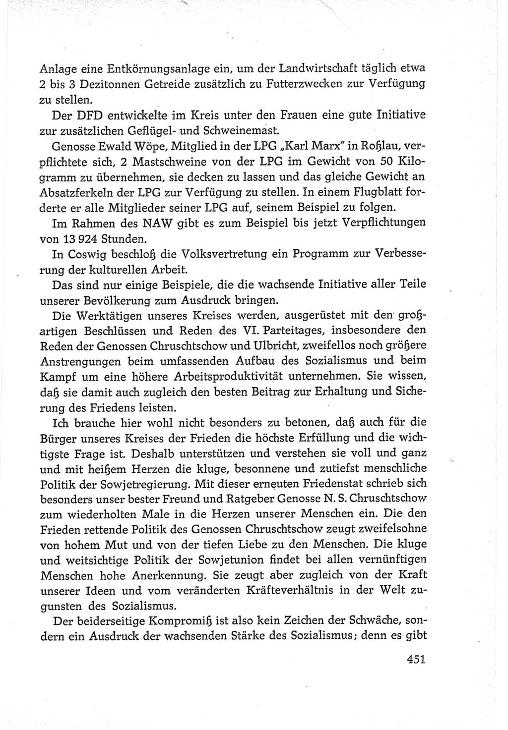 Protokoll der Verhandlungen des Ⅵ. Parteitages der Sozialistischen Einheitspartei Deutschlands (SED) [Deutsche Demokratische Republik (DDR)] 1963, Band Ⅲ, Seite 451 (Prot. Verh. Ⅵ. PT SED DDR 1963, Bd. Ⅲ, S. 451)