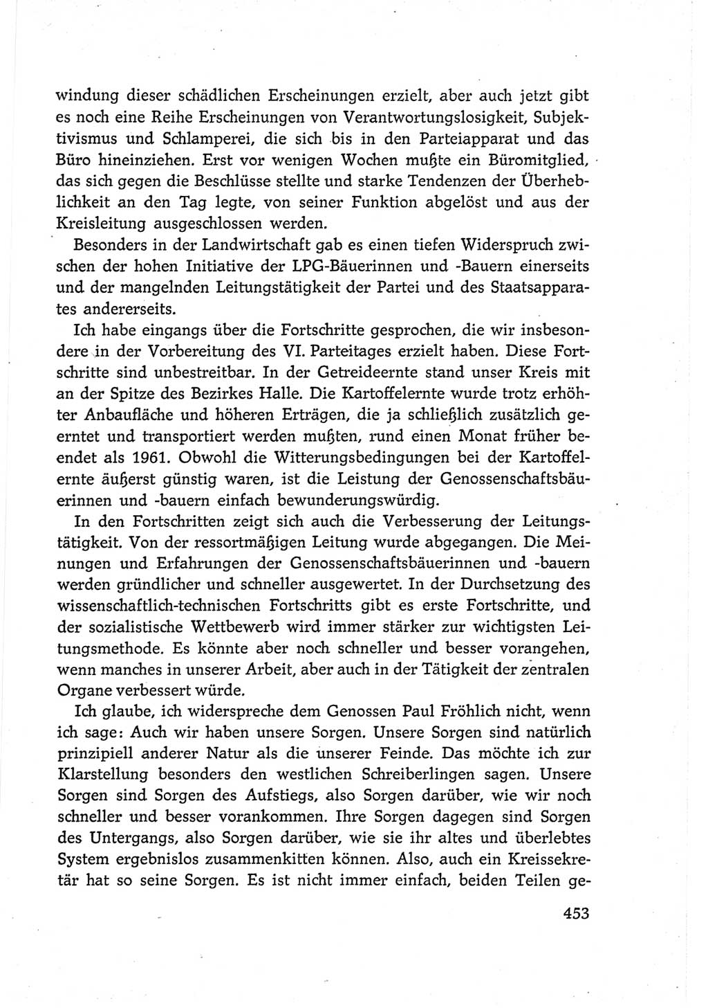 Protokoll der Verhandlungen des Ⅵ. Parteitages der Sozialistischen Einheitspartei Deutschlands (SED) [Deutsche Demokratische Republik (DDR)] 1963, Band Ⅲ, Seite 453 (Prot. Verh. Ⅵ. PT SED DDR 1963, Bd. Ⅲ, S. 453)