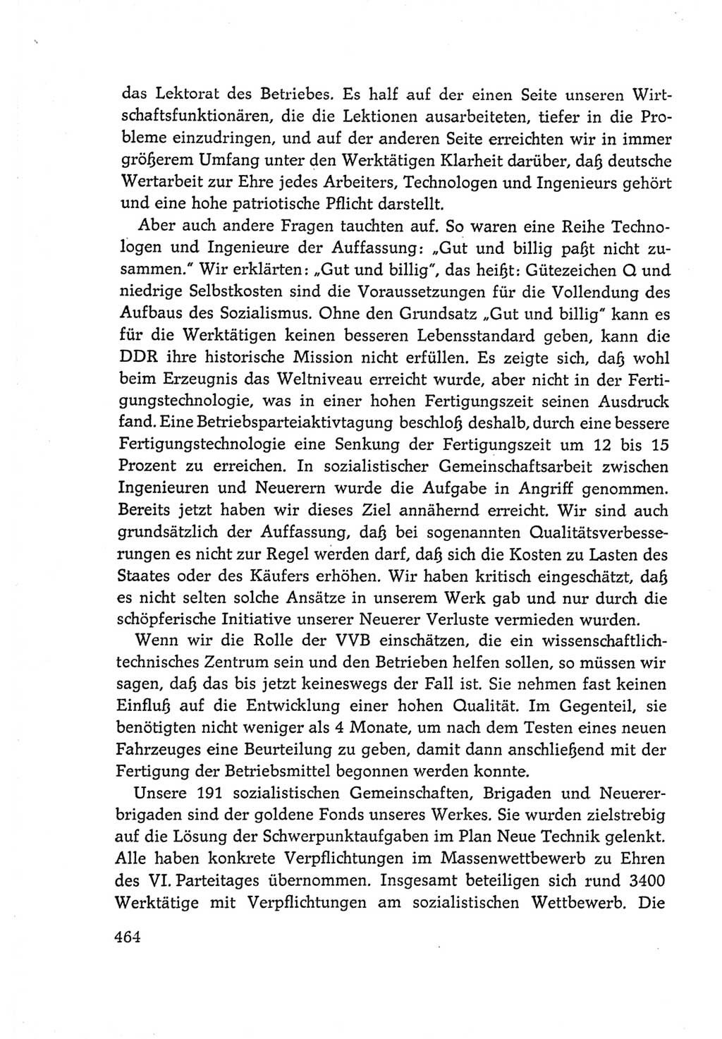 Protokoll der Verhandlungen des Ⅵ. Parteitages der Sozialistischen Einheitspartei Deutschlands (SED) [Deutsche Demokratische Republik (DDR)] 1963, Band Ⅲ, Seite 464 (Prot. Verh. Ⅵ. PT SED DDR 1963, Bd. Ⅲ, S. 464)