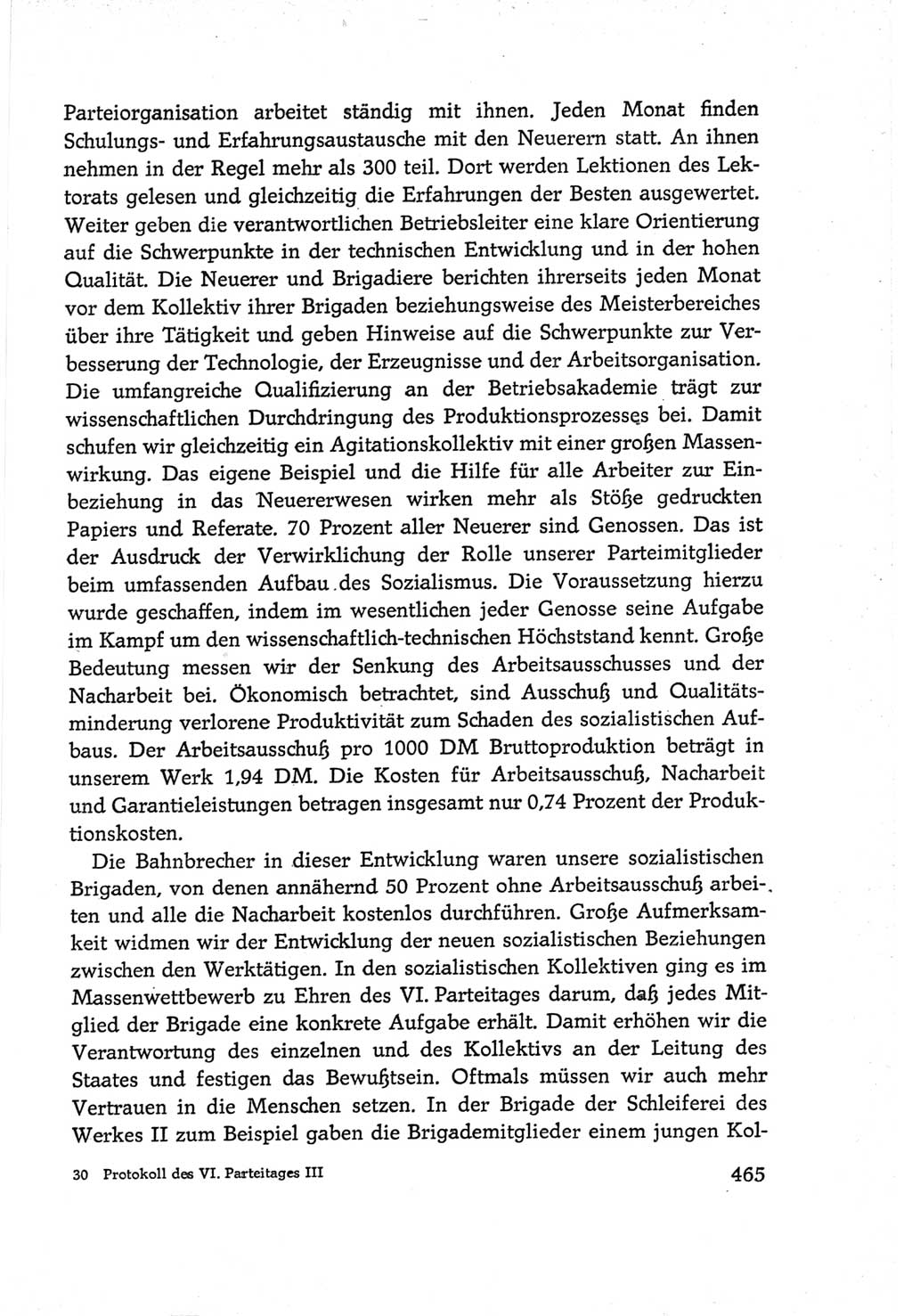 Protokoll der Verhandlungen des Ⅵ. Parteitages der Sozialistischen Einheitspartei Deutschlands (SED) [Deutsche Demokratische Republik (DDR)] 1963, Band Ⅲ, Seite 465 (Prot. Verh. Ⅵ. PT SED DDR 1963, Bd. Ⅲ, S. 465)