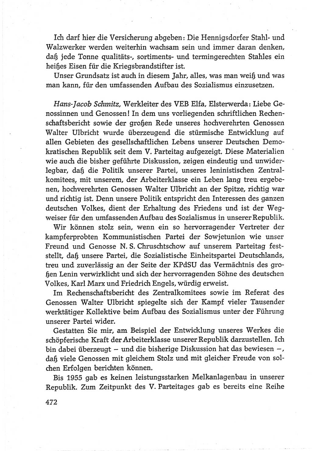 Protokoll der Verhandlungen des Ⅵ. Parteitages der Sozialistischen Einheitspartei Deutschlands (SED) [Deutsche Demokratische Republik (DDR)] 1963, Band Ⅲ, Seite 472 (Prot. Verh. Ⅵ. PT SED DDR 1963, Bd. Ⅲ, S. 472)