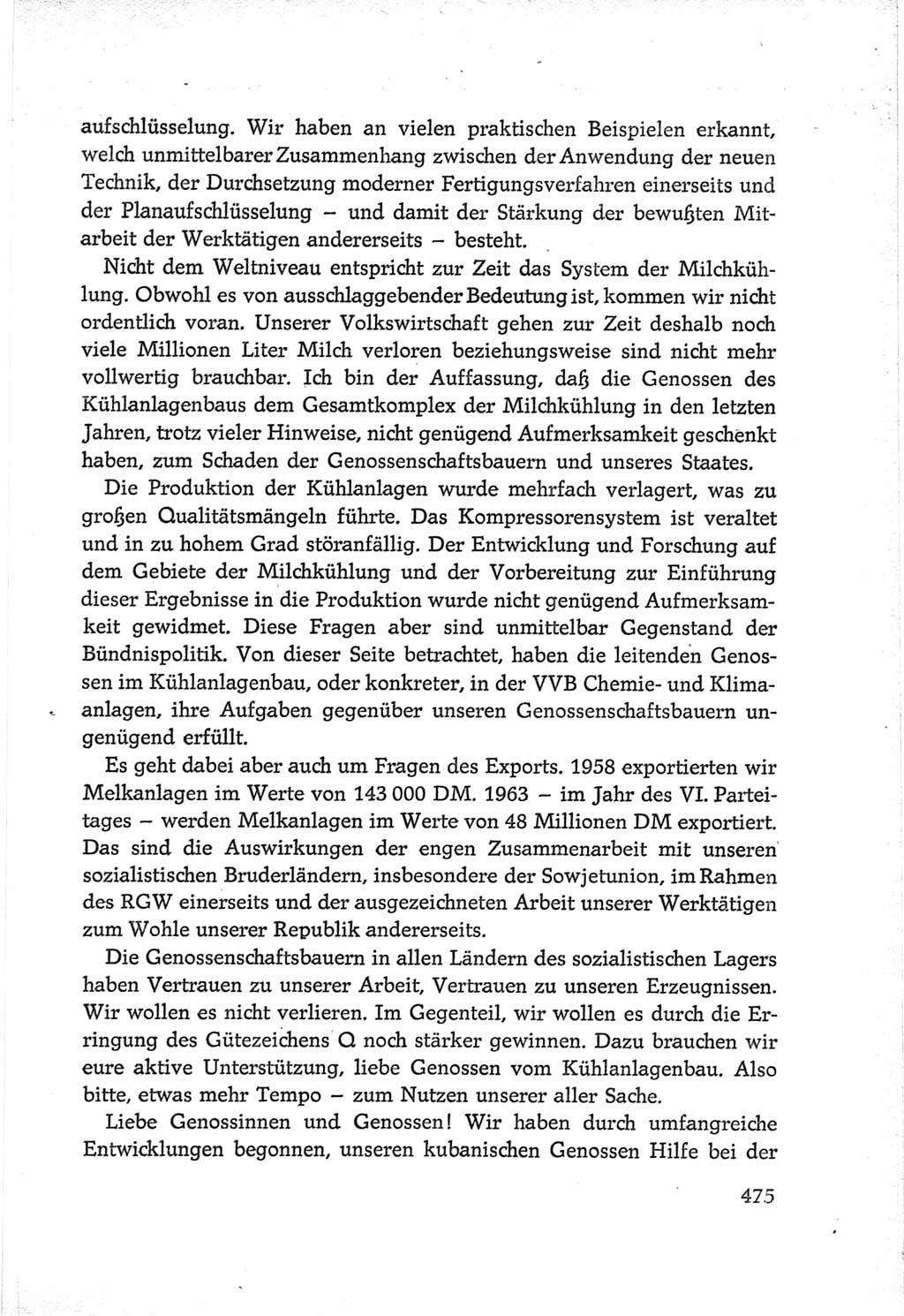 Protokoll der Verhandlungen des Ⅵ. Parteitages der Sozialistischen Einheitspartei Deutschlands (SED) [Deutsche Demokratische Republik (DDR)] 1963, Band Ⅲ, Seite 475 (Prot. Verh. Ⅵ. PT SED DDR 1963, Bd. Ⅲ, S. 475)