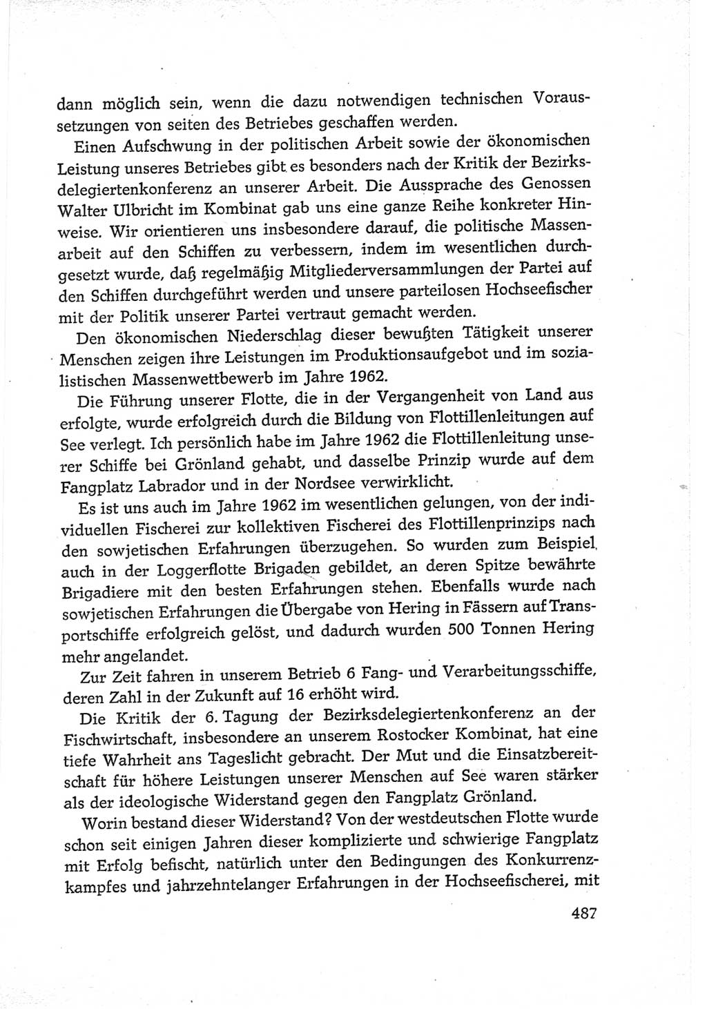 Protokoll der Verhandlungen des Ⅵ. Parteitages der Sozialistischen Einheitspartei Deutschlands (SED) [Deutsche Demokratische Republik (DDR)] 1963, Band Ⅲ, Seite 487 (Prot. Verh. Ⅵ. PT SED DDR 1963, Bd. Ⅲ, S. 487)