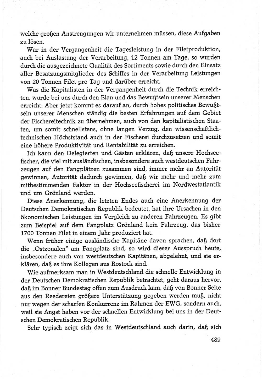 Protokoll der Verhandlungen des Ⅵ. Parteitages der Sozialistischen Einheitspartei Deutschlands (SED) [Deutsche Demokratische Republik (DDR)] 1963, Band Ⅲ, Seite 489 (Prot. Verh. Ⅵ. PT SED DDR 1963, Bd. Ⅲ, S. 489)