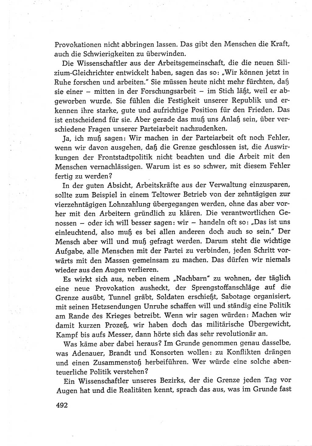 Protokoll der Verhandlungen des Ⅵ. Parteitages der Sozialistischen Einheitspartei Deutschlands (SED) [Deutsche Demokratische Republik (DDR)] 1963, Band Ⅲ, Seite 492 (Prot. Verh. Ⅵ. PT SED DDR 1963, Bd. Ⅲ, S. 492)