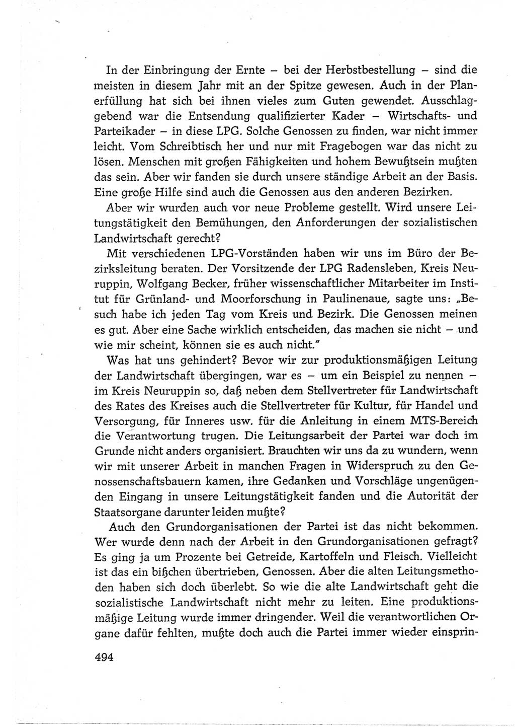 Protokoll der Verhandlungen des Ⅵ. Parteitages der Sozialistischen Einheitspartei Deutschlands (SED) [Deutsche Demokratische Republik (DDR)] 1963, Band Ⅲ, Seite 494 (Prot. Verh. Ⅵ. PT SED DDR 1963, Bd. Ⅲ, S. 494)