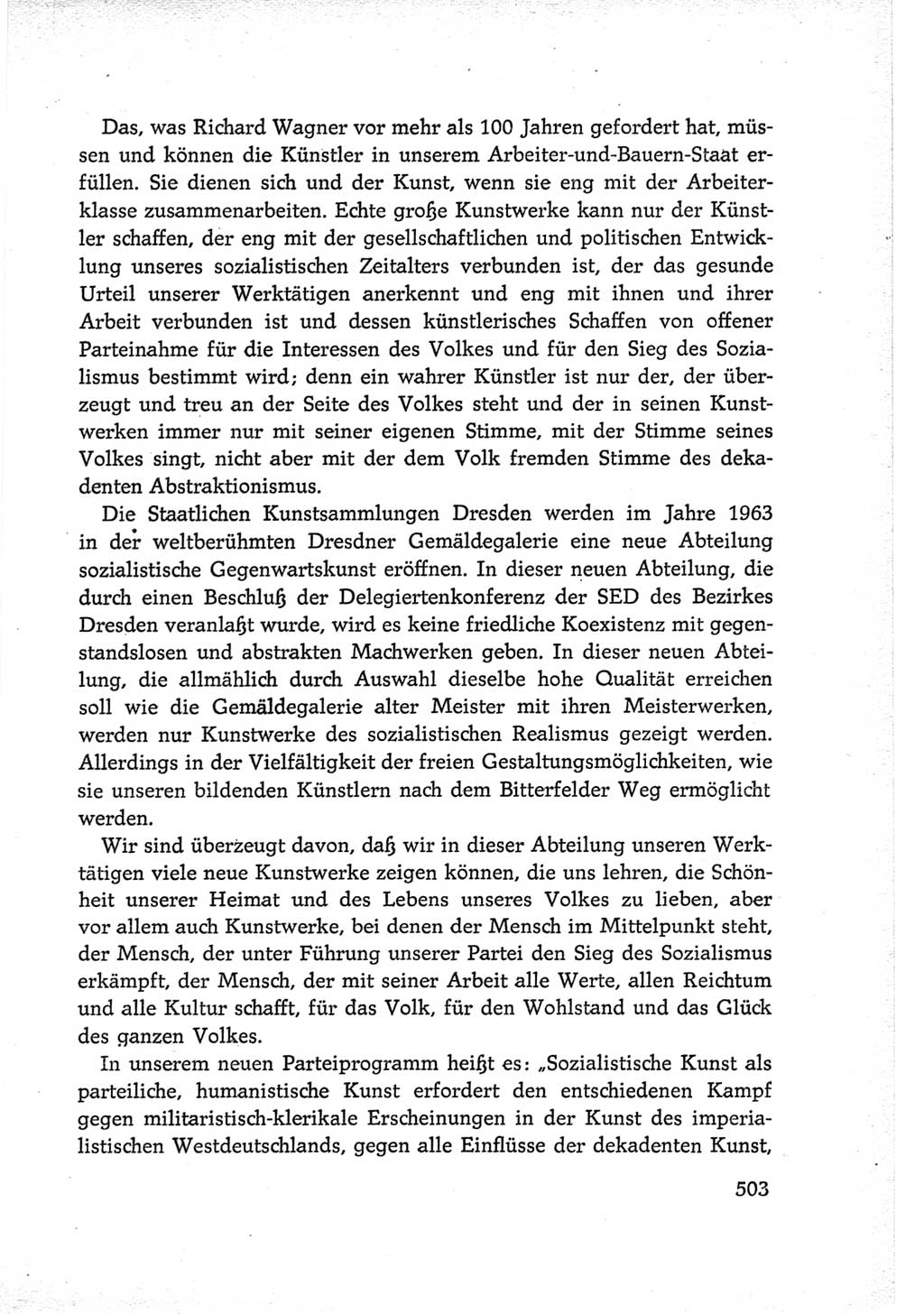 Protokoll der Verhandlungen des Ⅵ. Parteitages der Sozialistischen Einheitspartei Deutschlands (SED) [Deutsche Demokratische Republik (DDR)] 1963, Band Ⅲ, Seite 503 (Prot. Verh. Ⅵ. PT SED DDR 1963, Bd. Ⅲ, S. 503)