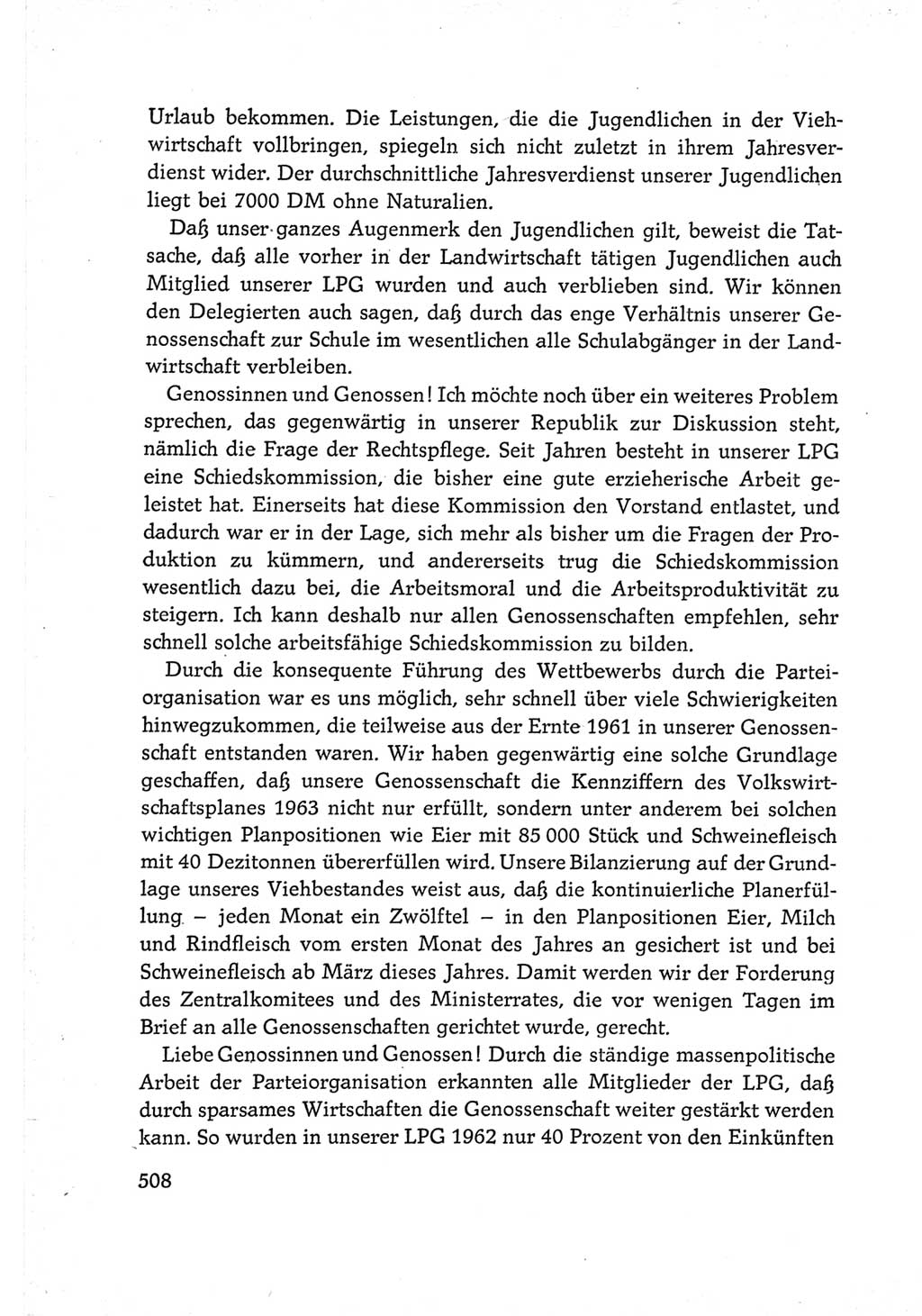 Protokoll der Verhandlungen des Ⅵ. Parteitages der Sozialistischen Einheitspartei Deutschlands (SED) [Deutsche Demokratische Republik (DDR)] 1963, Band Ⅲ, Seite 508 (Prot. Verh. Ⅵ. PT SED DDR 1963, Bd. Ⅲ, S. 508)