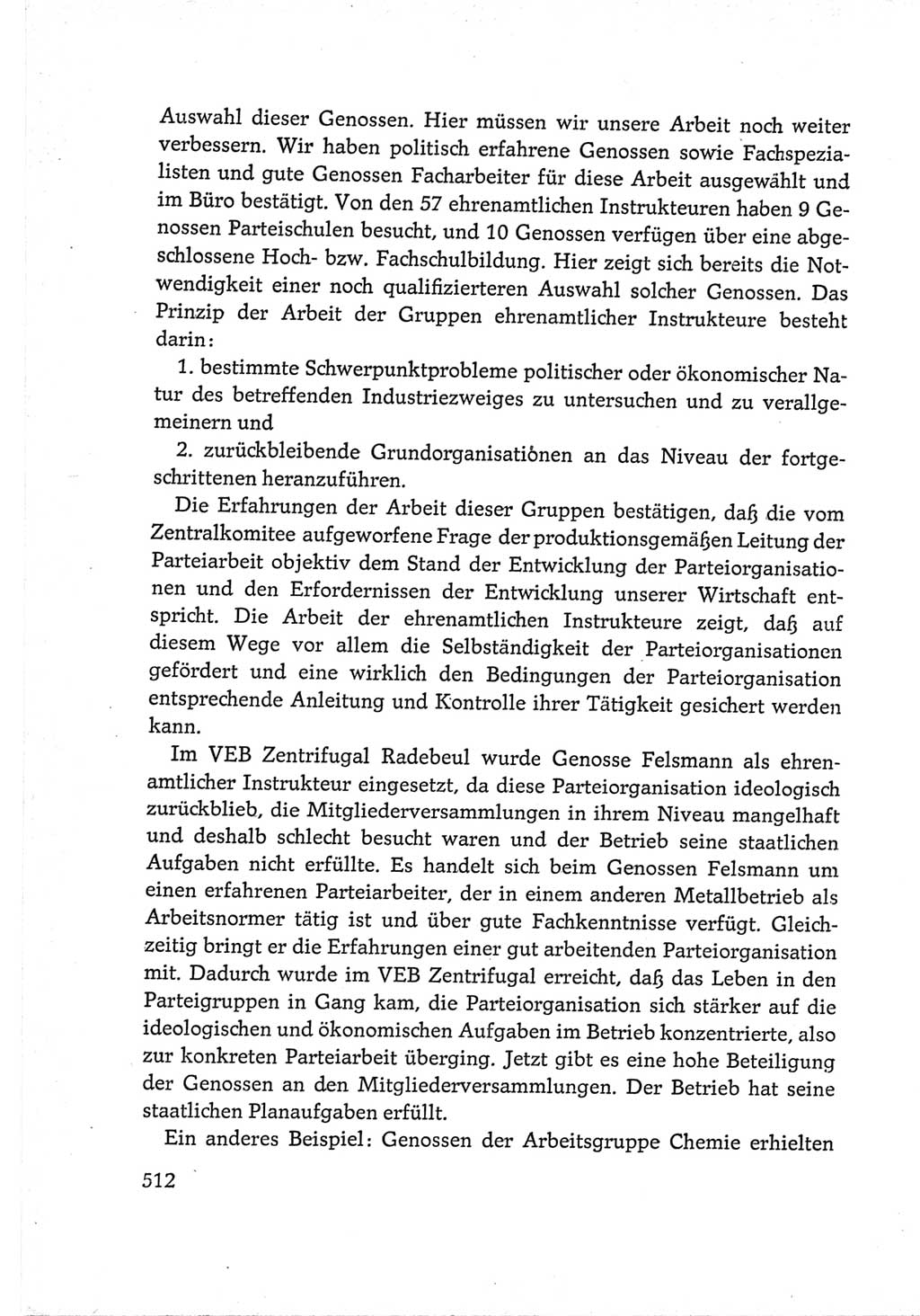 Protokoll der Verhandlungen des Ⅵ. Parteitages der Sozialistischen Einheitspartei Deutschlands (SED) [Deutsche Demokratische Republik (DDR)] 1963, Band Ⅲ, Seite 512 (Prot. Verh. Ⅵ. PT SED DDR 1963, Bd. Ⅲ, S. 512)