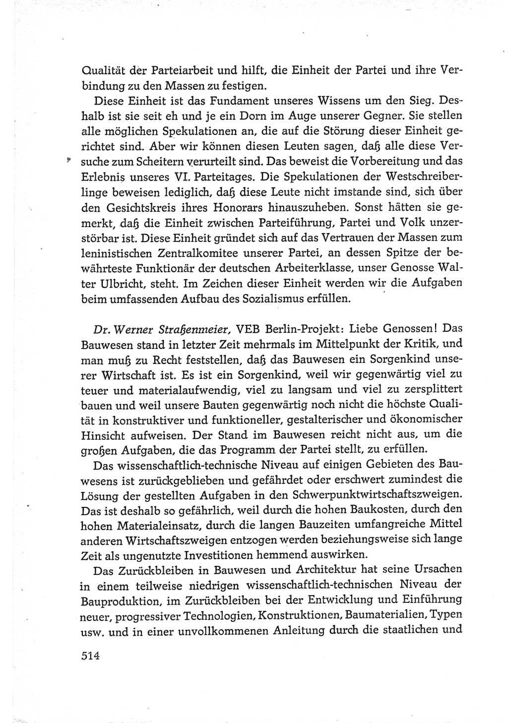 Protokoll der Verhandlungen des Ⅵ. Parteitages der Sozialistischen Einheitspartei Deutschlands (SED) [Deutsche Demokratische Republik (DDR)] 1963, Band Ⅲ, Seite 514 (Prot. Verh. Ⅵ. PT SED DDR 1963, Bd. Ⅲ, S. 514)