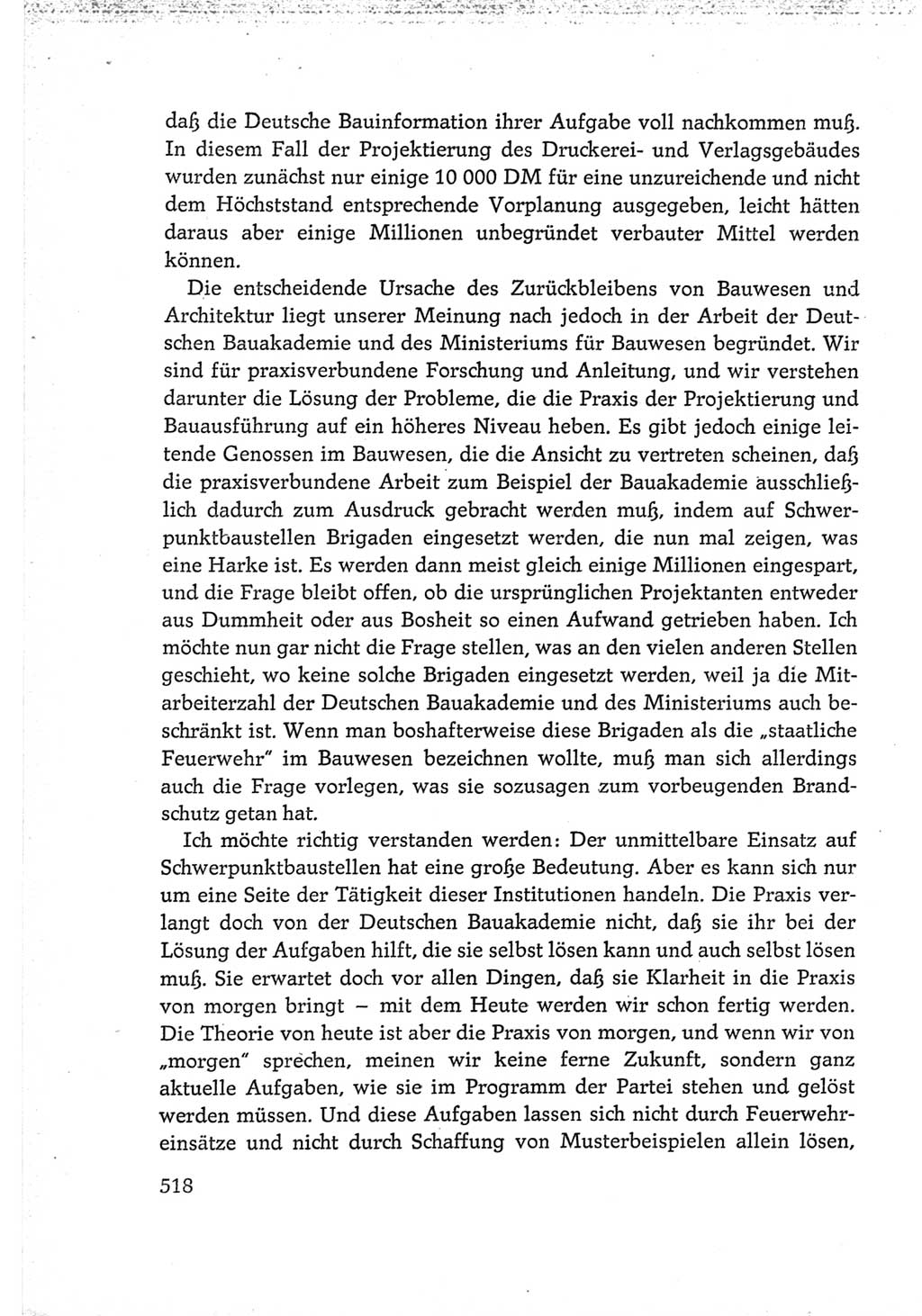 Protokoll der Verhandlungen des Ⅵ. Parteitages der Sozialistischen Einheitspartei Deutschlands (SED) [Deutsche Demokratische Republik (DDR)] 1963, Band Ⅲ, Seite 518 (Prot. Verh. Ⅵ. PT SED DDR 1963, Bd. Ⅲ, S. 518)
