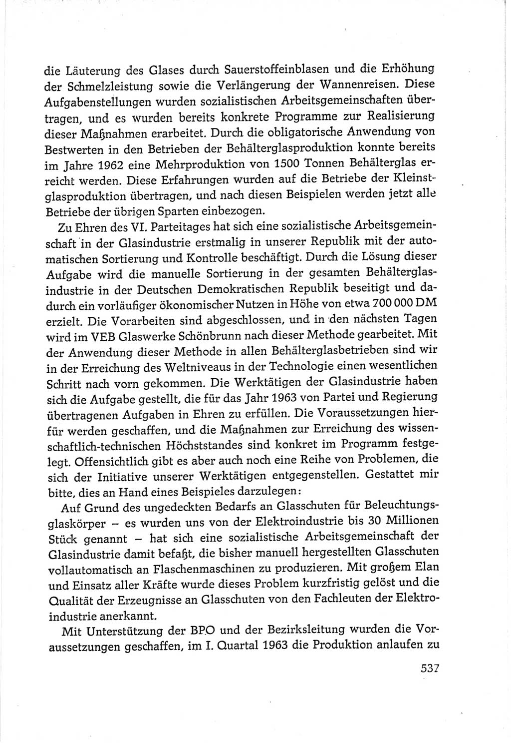 Protokoll der Verhandlungen des Ⅵ. Parteitages der Sozialistischen Einheitspartei Deutschlands (SED) [Deutsche Demokratische Republik (DDR)] 1963, Band Ⅲ, Seite 537 (Prot. Verh. Ⅵ. PT SED DDR 1963, Bd. Ⅲ, S. 537)