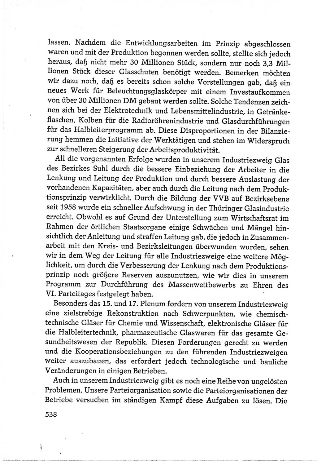 Protokoll der Verhandlungen des Ⅵ. Parteitages der Sozialistischen Einheitspartei Deutschlands (SED) [Deutsche Demokratische Republik (DDR)] 1963, Band Ⅲ, Seite 538 (Prot. Verh. Ⅵ. PT SED DDR 1963, Bd. Ⅲ, S. 538)