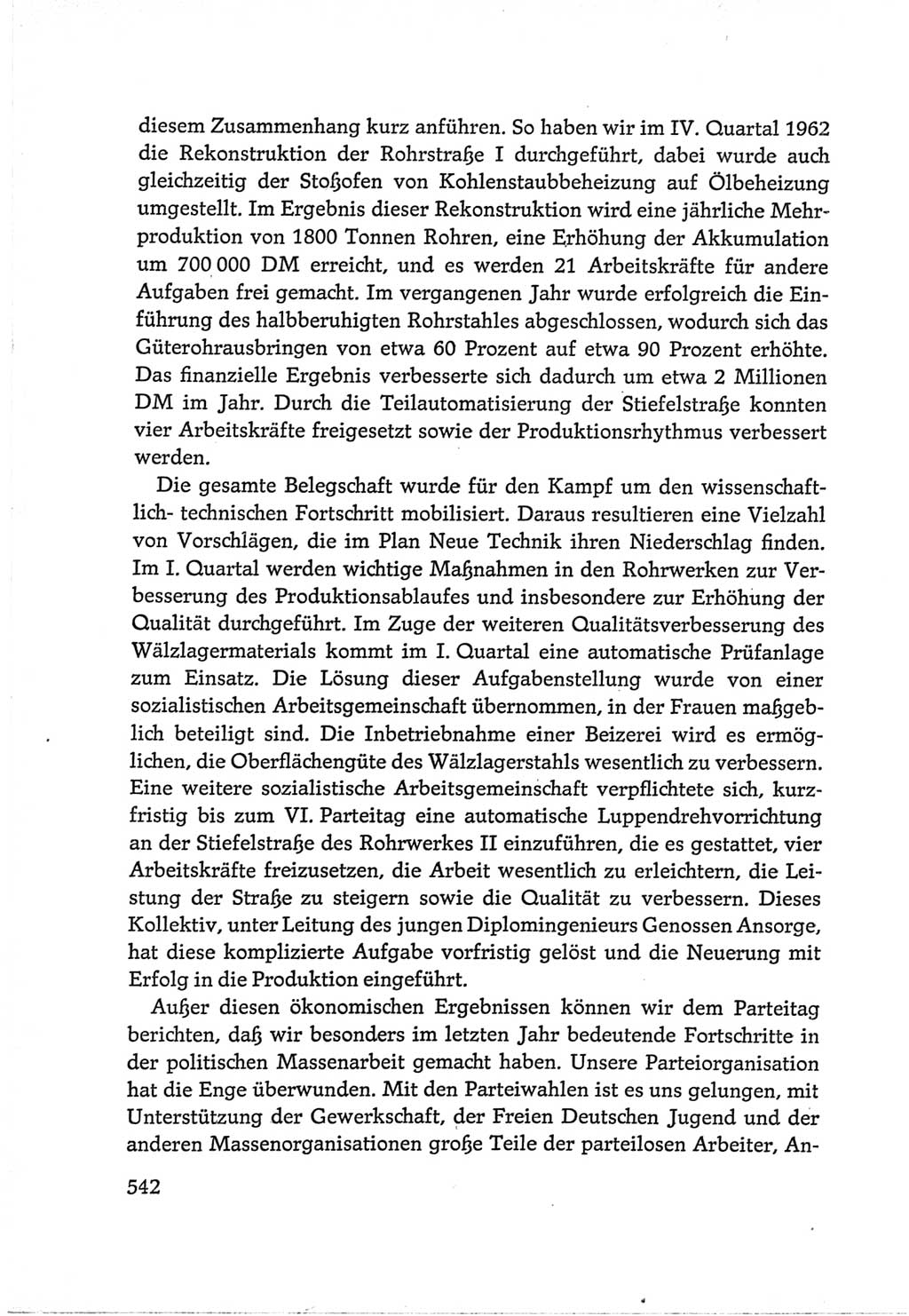 Protokoll der Verhandlungen des Ⅵ. Parteitages der Sozialistischen Einheitspartei Deutschlands (SED) [Deutsche Demokratische Republik (DDR)] 1963, Band Ⅲ, Seite 542 (Prot. Verh. Ⅵ. PT SED DDR 1963, Bd. Ⅲ, S. 542)