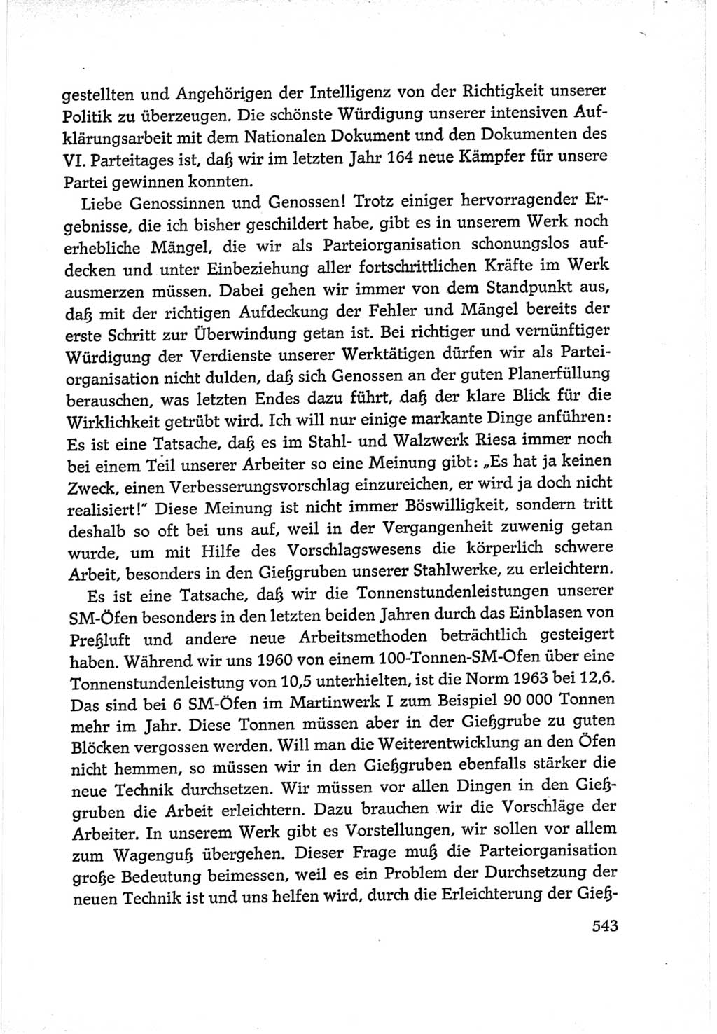 Protokoll der Verhandlungen des Ⅵ. Parteitages der Sozialistischen Einheitspartei Deutschlands (SED) [Deutsche Demokratische Republik (DDR)] 1963, Band Ⅲ, Seite 543 (Prot. Verh. Ⅵ. PT SED DDR 1963, Bd. Ⅲ, S. 543)