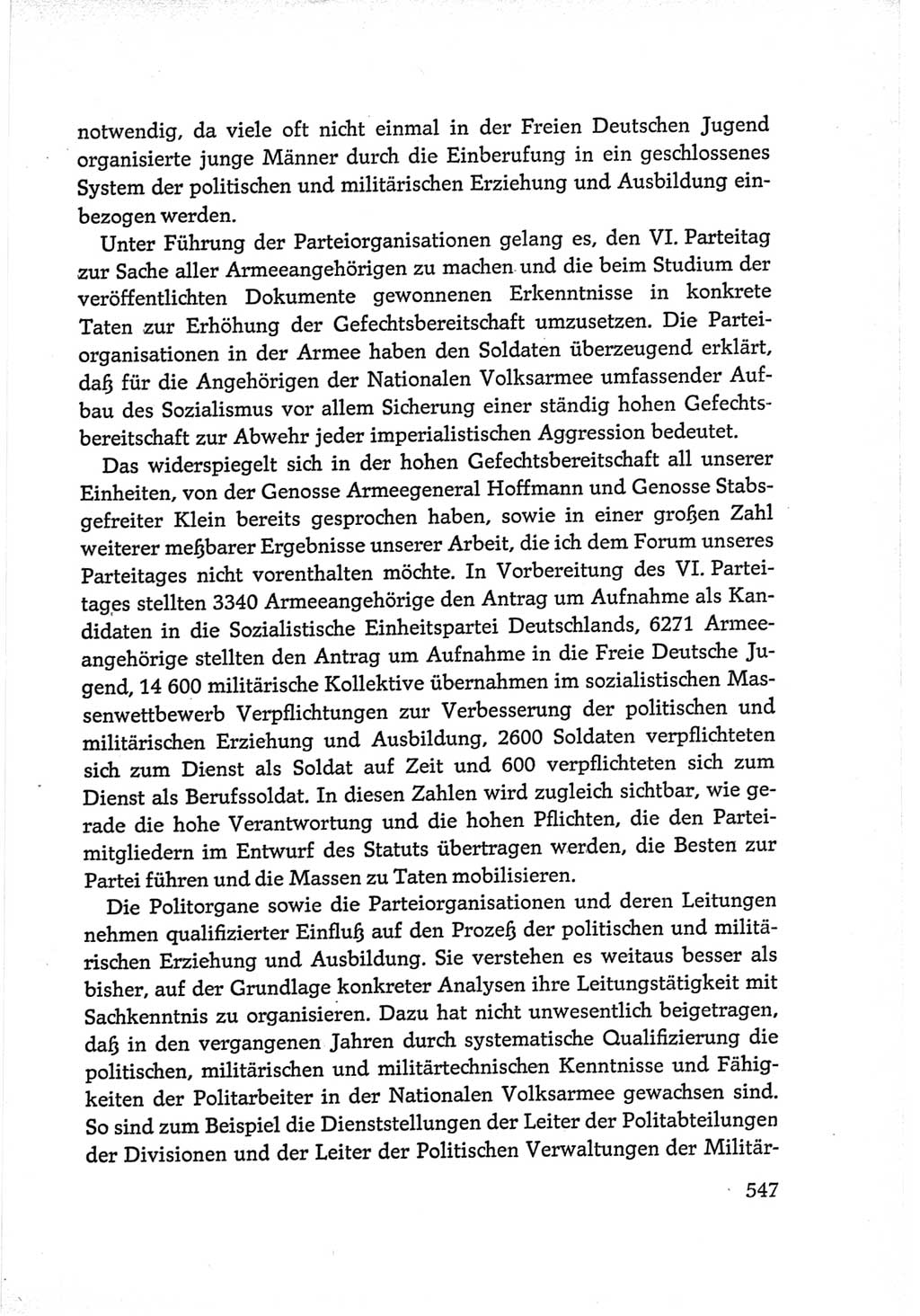 Protokoll der Verhandlungen des Ⅵ. Parteitages der Sozialistischen Einheitspartei Deutschlands (SED) [Deutsche Demokratische Republik (DDR)] 1963, Band Ⅲ, Seite 547 (Prot. Verh. Ⅵ. PT SED DDR 1963, Bd. Ⅲ, S. 547)