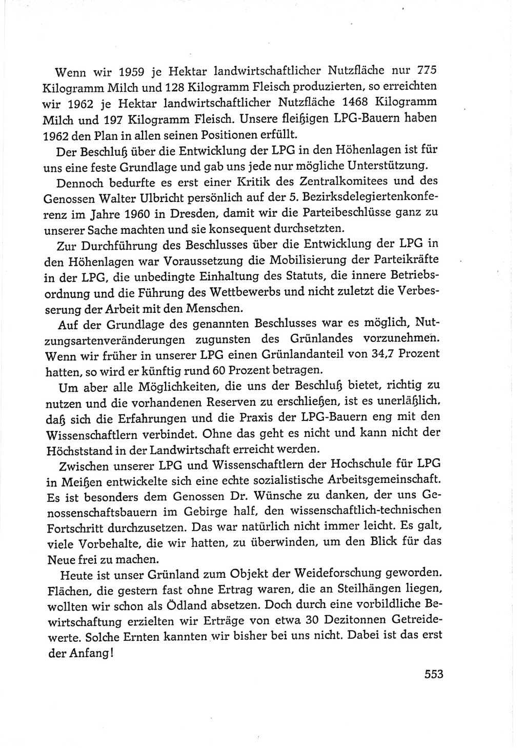 Protokoll der Verhandlungen des Ⅵ. Parteitages der Sozialistischen Einheitspartei Deutschlands (SED) [Deutsche Demokratische Republik (DDR)] 1963, Band Ⅲ, Seite 553 (Prot. Verh. Ⅵ. PT SED DDR 1963, Bd. Ⅲ, S. 553)