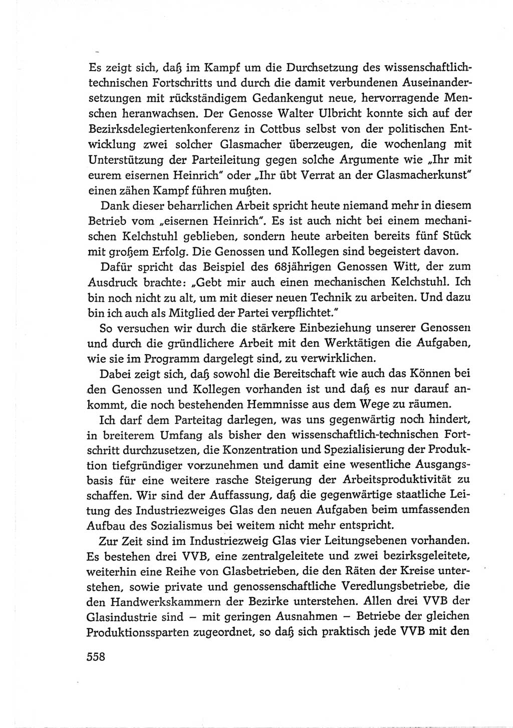 Protokoll der Verhandlungen des Ⅵ. Parteitages der Sozialistischen Einheitspartei Deutschlands (SED) [Deutsche Demokratische Republik (DDR)] 1963, Band Ⅲ, Seite 558 (Prot. Verh. Ⅵ. PT SED DDR 1963, Bd. Ⅲ, S. 558)