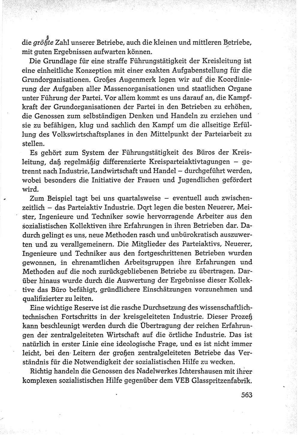 Protokoll der Verhandlungen des Ⅵ. Parteitages der Sozialistischen Einheitspartei Deutschlands (SED) [Deutsche Demokratische Republik (DDR)] 1963, Band Ⅲ, Seite 563 (Prot. Verh. Ⅵ. PT SED DDR 1963, Bd. Ⅲ, S. 563)