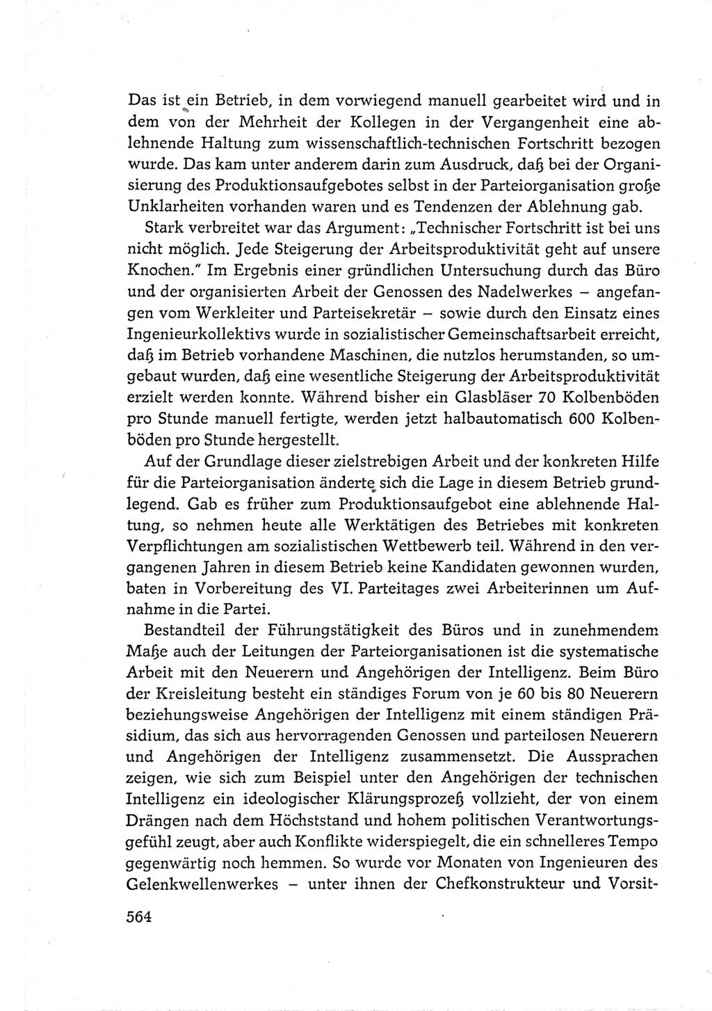 Protokoll der Verhandlungen des Ⅵ. Parteitages der Sozialistischen Einheitspartei Deutschlands (SED) [Deutsche Demokratische Republik (DDR)] 1963, Band Ⅲ, Seite 564 (Prot. Verh. Ⅵ. PT SED DDR 1963, Bd. Ⅲ, S. 564)