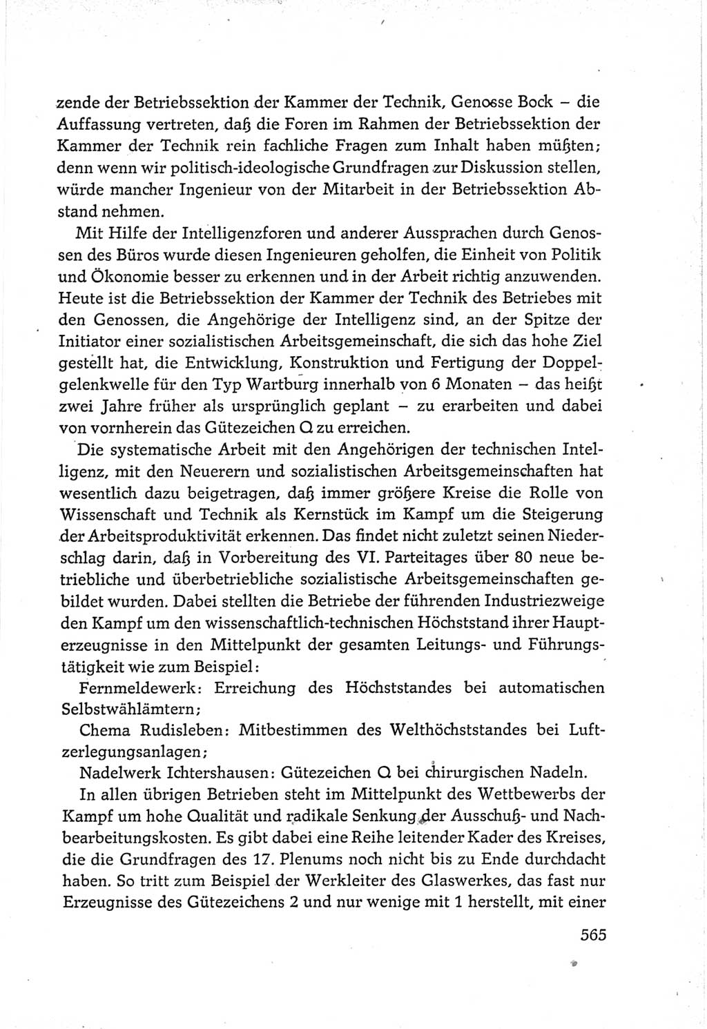 Protokoll der Verhandlungen des Ⅵ. Parteitages der Sozialistischen Einheitspartei Deutschlands (SED) [Deutsche Demokratische Republik (DDR)] 1963, Band Ⅲ, Seite 565 (Prot. Verh. Ⅵ. PT SED DDR 1963, Bd. Ⅲ, S. 565)