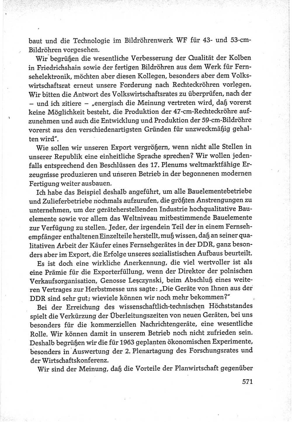 Protokoll der Verhandlungen des Ⅵ. Parteitages der Sozialistischen Einheitspartei Deutschlands (SED) [Deutsche Demokratische Republik (DDR)] 1963, Band Ⅲ, Seite 571 (Prot. Verh. Ⅵ. PT SED DDR 1963, Bd. Ⅲ, S. 571)