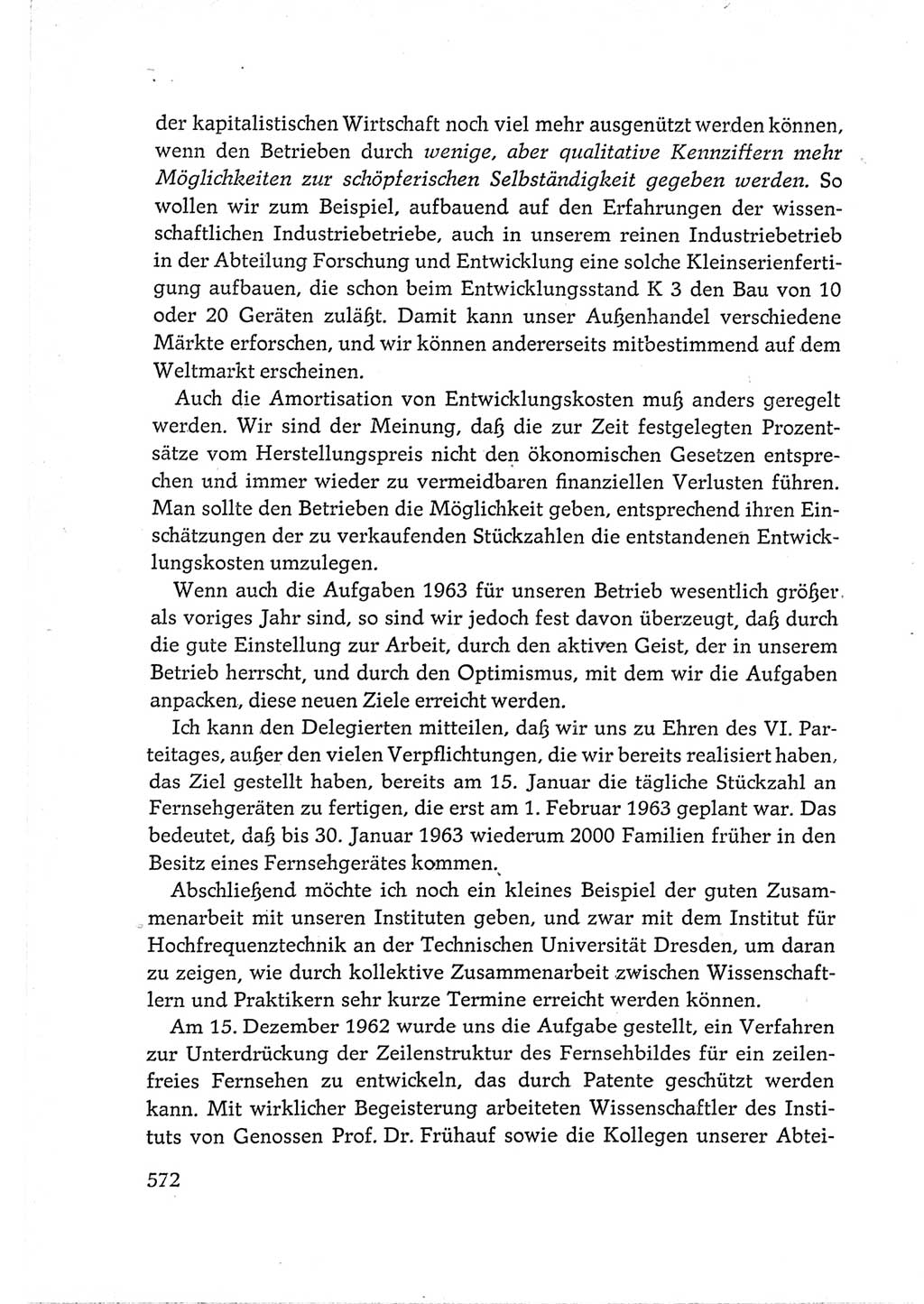 Protokoll der Verhandlungen des Ⅵ. Parteitages der Sozialistischen Einheitspartei Deutschlands (SED) [Deutsche Demokratische Republik (DDR)] 1963, Band Ⅲ, Seite 572 (Prot. Verh. Ⅵ. PT SED DDR 1963, Bd. Ⅲ, S. 572)