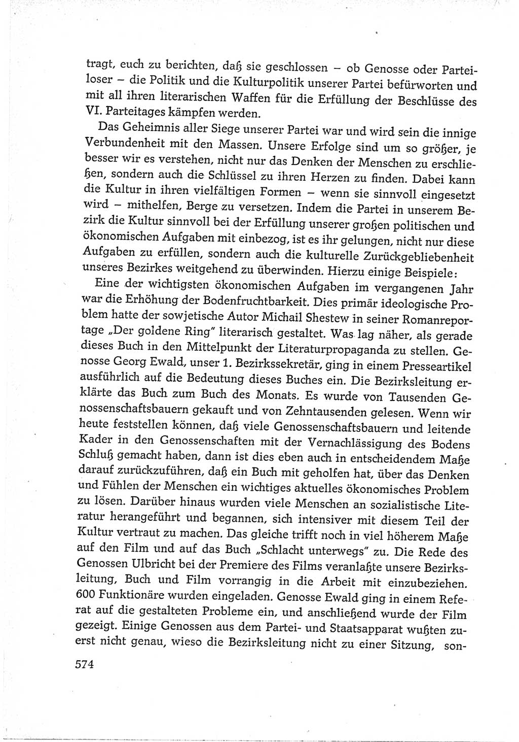 Protokoll der Verhandlungen des Ⅵ. Parteitages der Sozialistischen Einheitspartei Deutschlands (SED) [Deutsche Demokratische Republik (DDR)] 1963, Band Ⅲ, Seite 574 (Prot. Verh. Ⅵ. PT SED DDR 1963, Bd. Ⅲ, S. 574)