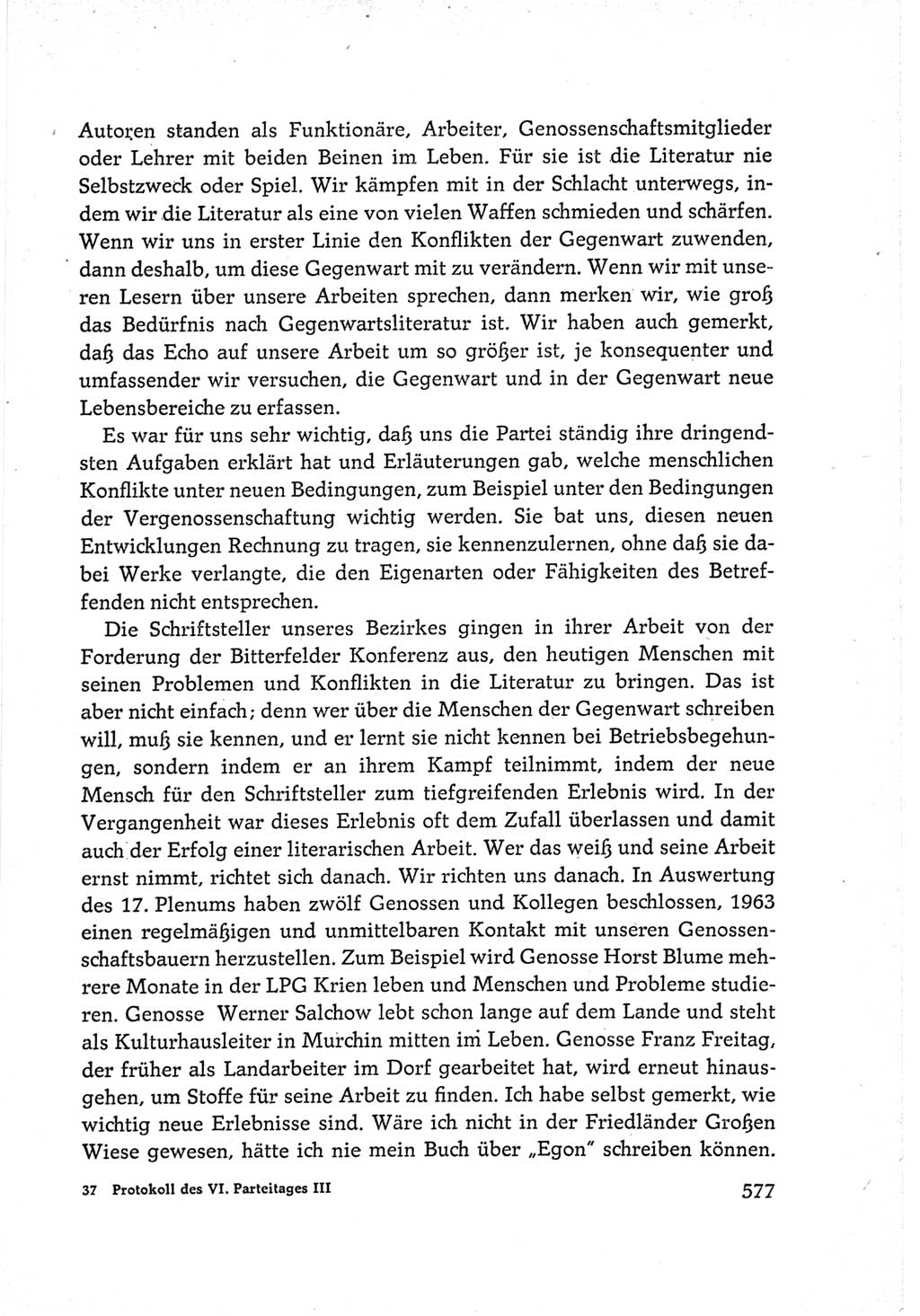 Protokoll der Verhandlungen des Ⅵ. Parteitages der Sozialistischen Einheitspartei Deutschlands (SED) [Deutsche Demokratische Republik (DDR)] 1963, Band Ⅲ, Seite 577 (Prot. Verh. Ⅵ. PT SED DDR 1963, Bd. Ⅲ, S. 577)