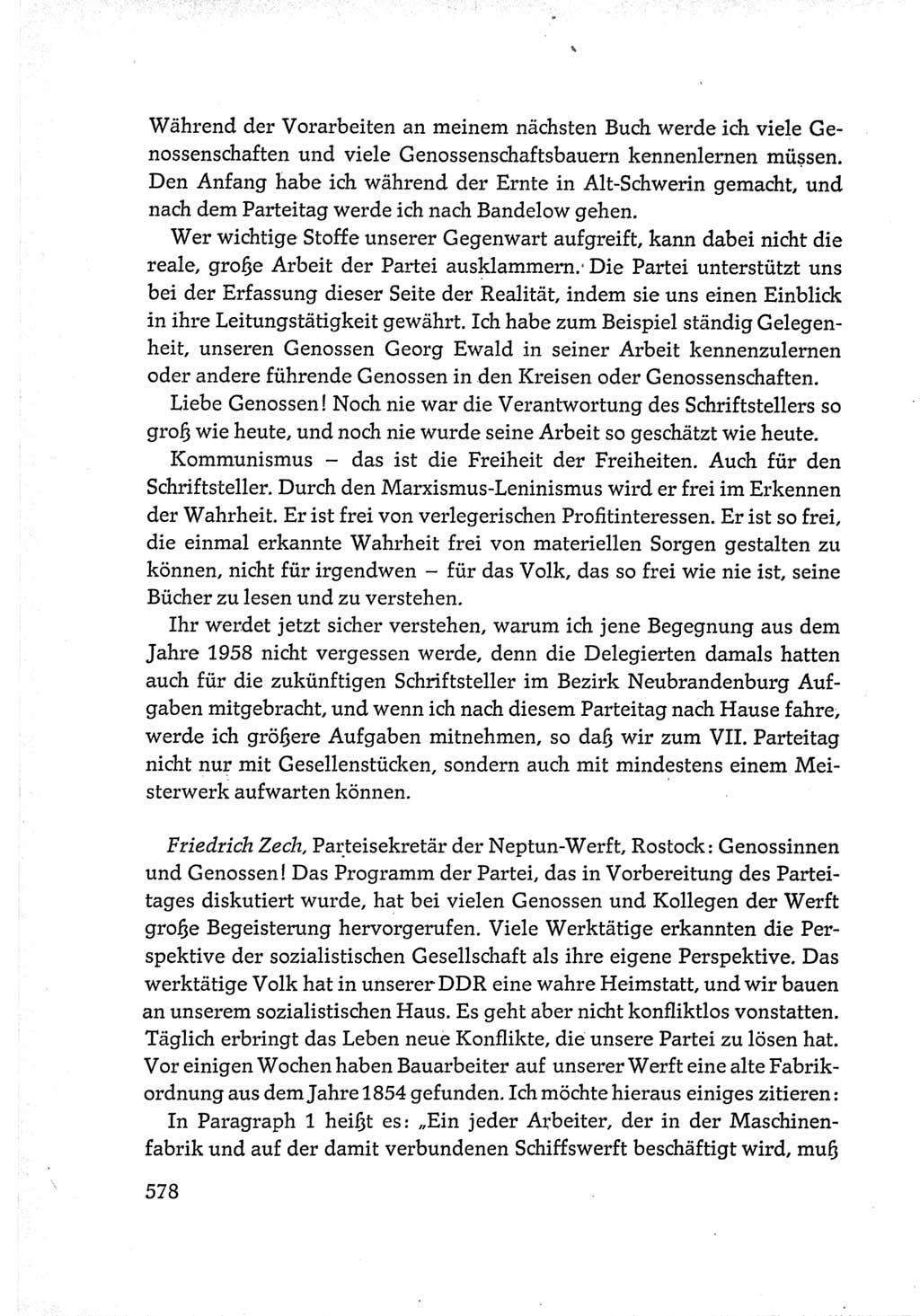 Protokoll der Verhandlungen des Ⅵ. Parteitages der Sozialistischen Einheitspartei Deutschlands (SED) [Deutsche Demokratische Republik (DDR)] 1963, Band Ⅲ, Seite 578 (Prot. Verh. Ⅵ. PT SED DDR 1963, Bd. Ⅲ, S. 578)