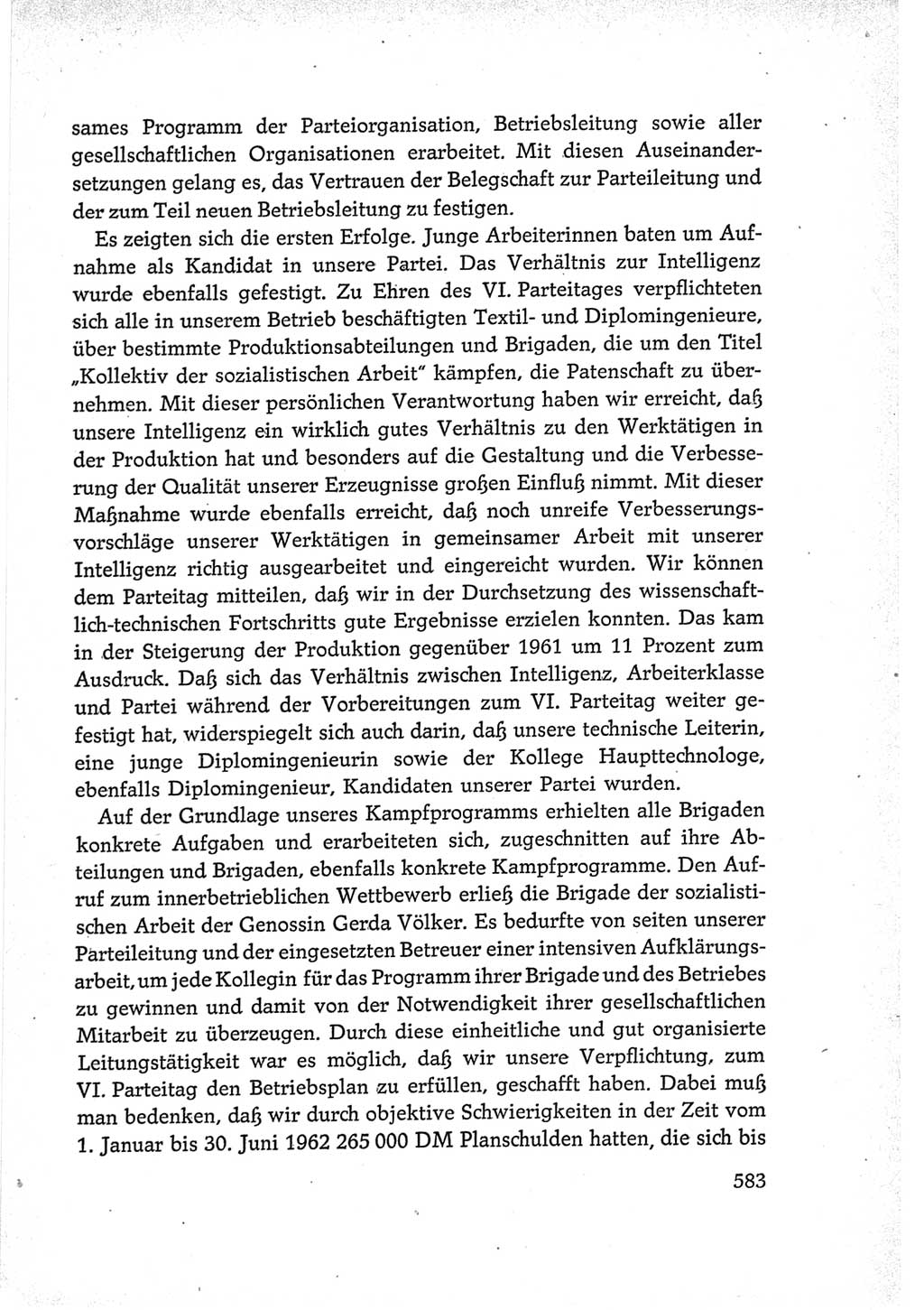Protokoll der Verhandlungen des Ⅵ. Parteitages der Sozialistischen Einheitspartei Deutschlands (SED) [Deutsche Demokratische Republik (DDR)] 1963, Band Ⅲ, Seite 583 (Prot. Verh. Ⅵ. PT SED DDR 1963, Bd. Ⅲ, S. 583)