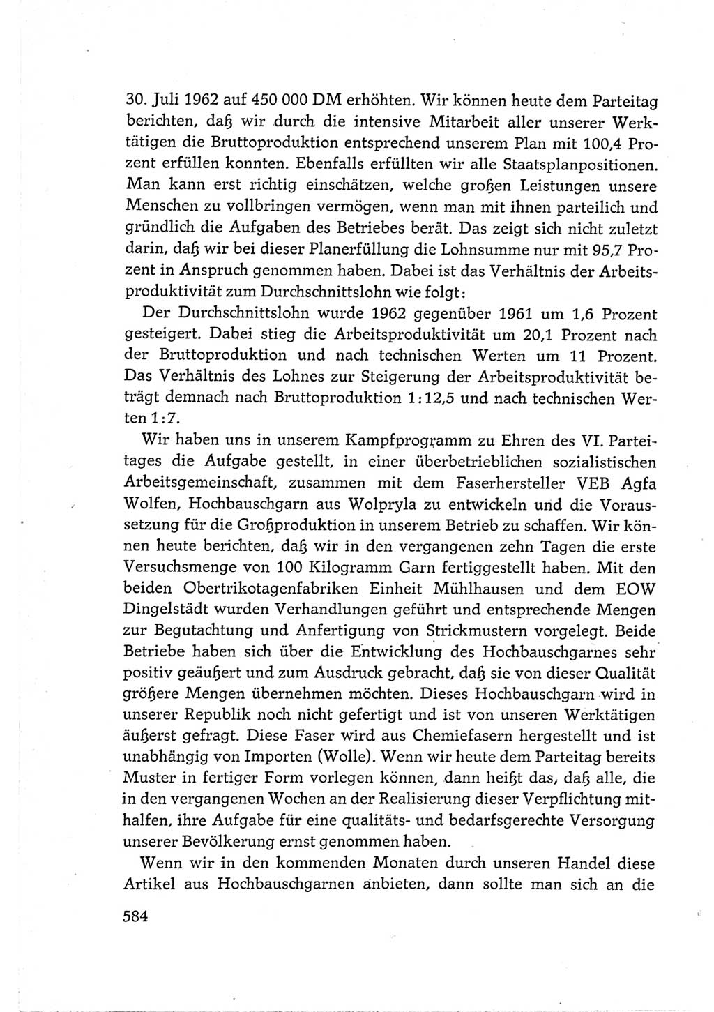 Protokoll der Verhandlungen des Ⅵ. Parteitages der Sozialistischen Einheitspartei Deutschlands (SED) [Deutsche Demokratische Republik (DDR)] 1963, Band Ⅲ, Seite 584 (Prot. Verh. Ⅵ. PT SED DDR 1963, Bd. Ⅲ, S. 584)
