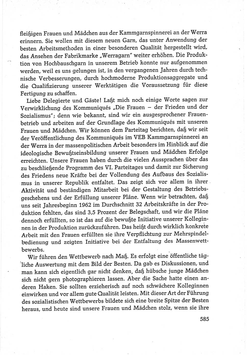 Protokoll der Verhandlungen des Ⅵ. Parteitages der Sozialistischen Einheitspartei Deutschlands (SED) [Deutsche Demokratische Republik (DDR)] 1963, Band Ⅲ, Seite 585 (Prot. Verh. Ⅵ. PT SED DDR 1963, Bd. Ⅲ, S. 585)