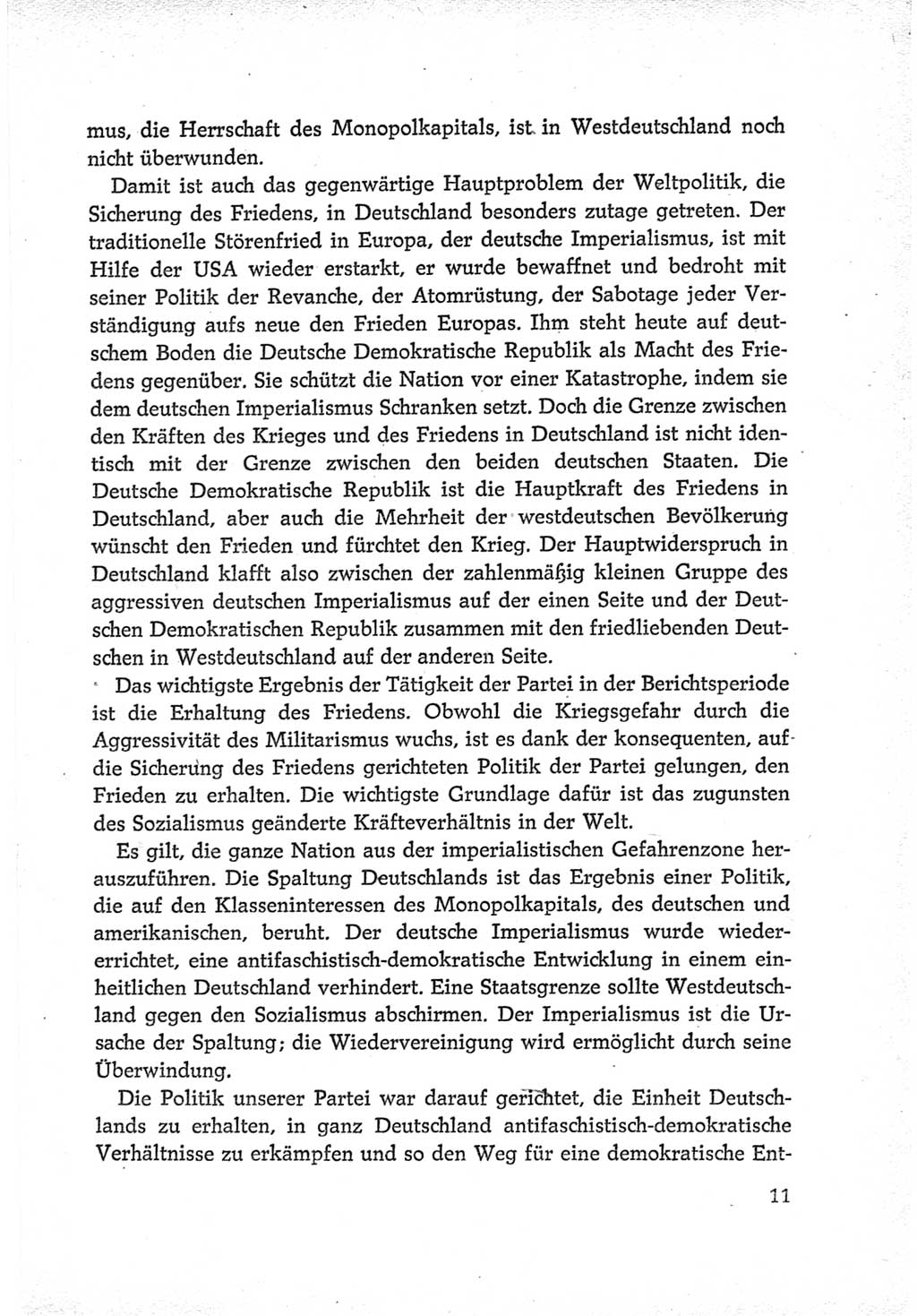 Protokoll der Verhandlungen des Ⅵ. Parteitages der Sozialistischen Einheitspartei Deutschlands (SED) [Deutsche Demokratische Republik (DDR)] 1963, Band Ⅳ, Seite 11 (Prot. Verh. Ⅵ. PT SED DDR 1963, Bd. Ⅳ, S. 11)