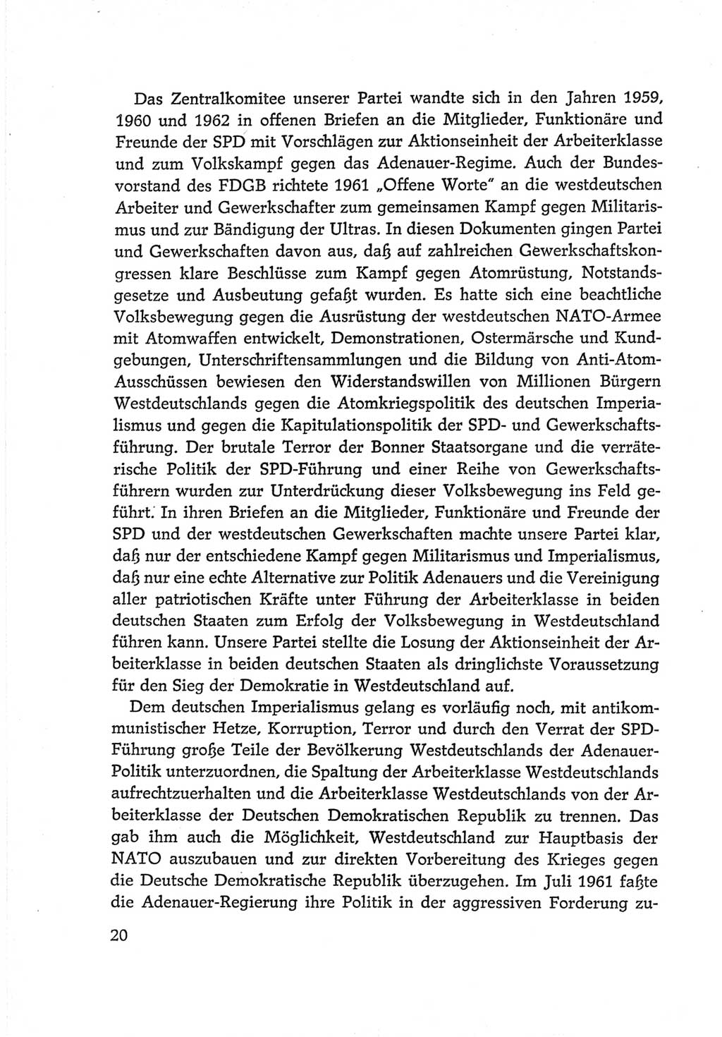 Protokoll der Verhandlungen des Ⅵ. Parteitages der Sozialistischen Einheitspartei Deutschlands (SED) [Deutsche Demokratische Republik (DDR)] 1963, Band Ⅳ, Seite 20 (Prot. Verh. Ⅵ. PT SED DDR 1963, Bd. Ⅳ, S. 20)