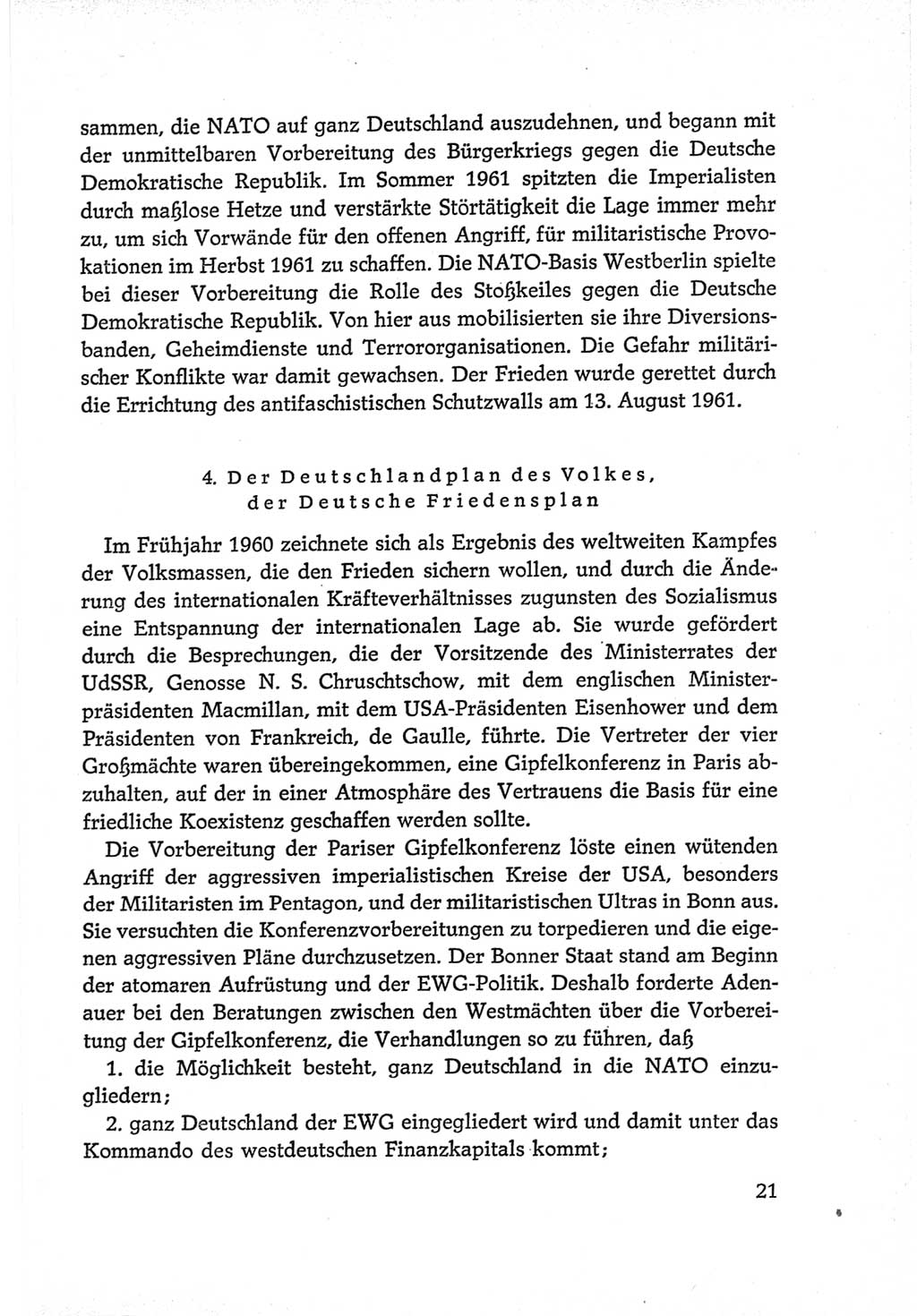 Protokoll der Verhandlungen des Ⅵ. Parteitages der Sozialistischen Einheitspartei Deutschlands (SED) [Deutsche Demokratische Republik (DDR)] 1963, Band Ⅳ, Seite 21 (Prot. Verh. Ⅵ. PT SED DDR 1963, Bd. Ⅳ, S. 21)