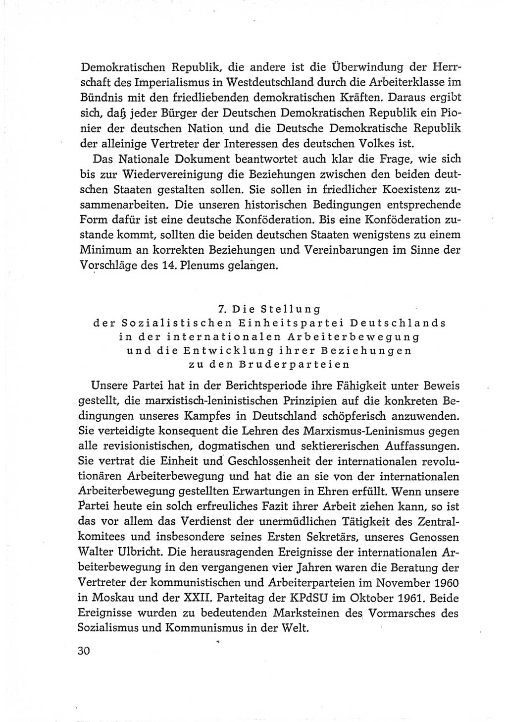 Protokoll der Verhandlungen des Ⅵ. Parteitages der Sozialistischen Einheitspartei Deutschlands (SED) [Deutsche Demokratische Republik (DDR)] 1963, Band Ⅳ, Seite 30 (Prot. Verh. Ⅵ. PT SED DDR 1963, Bd. Ⅳ, S. 30)