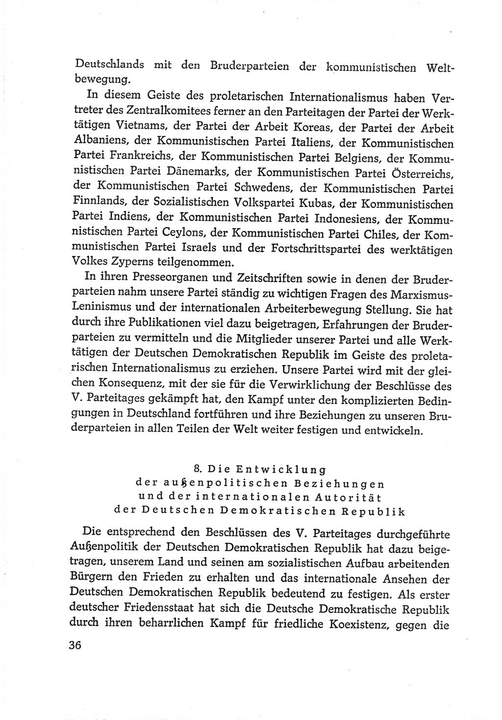 Protokoll der Verhandlungen des Ⅵ. Parteitages der Sozialistischen Einheitspartei Deutschlands (SED) [Deutsche Demokratische Republik (DDR)] 1963, Band Ⅳ, Seite 36 (Prot. Verh. Ⅵ. PT SED DDR 1963, Bd. Ⅳ, S. 36)