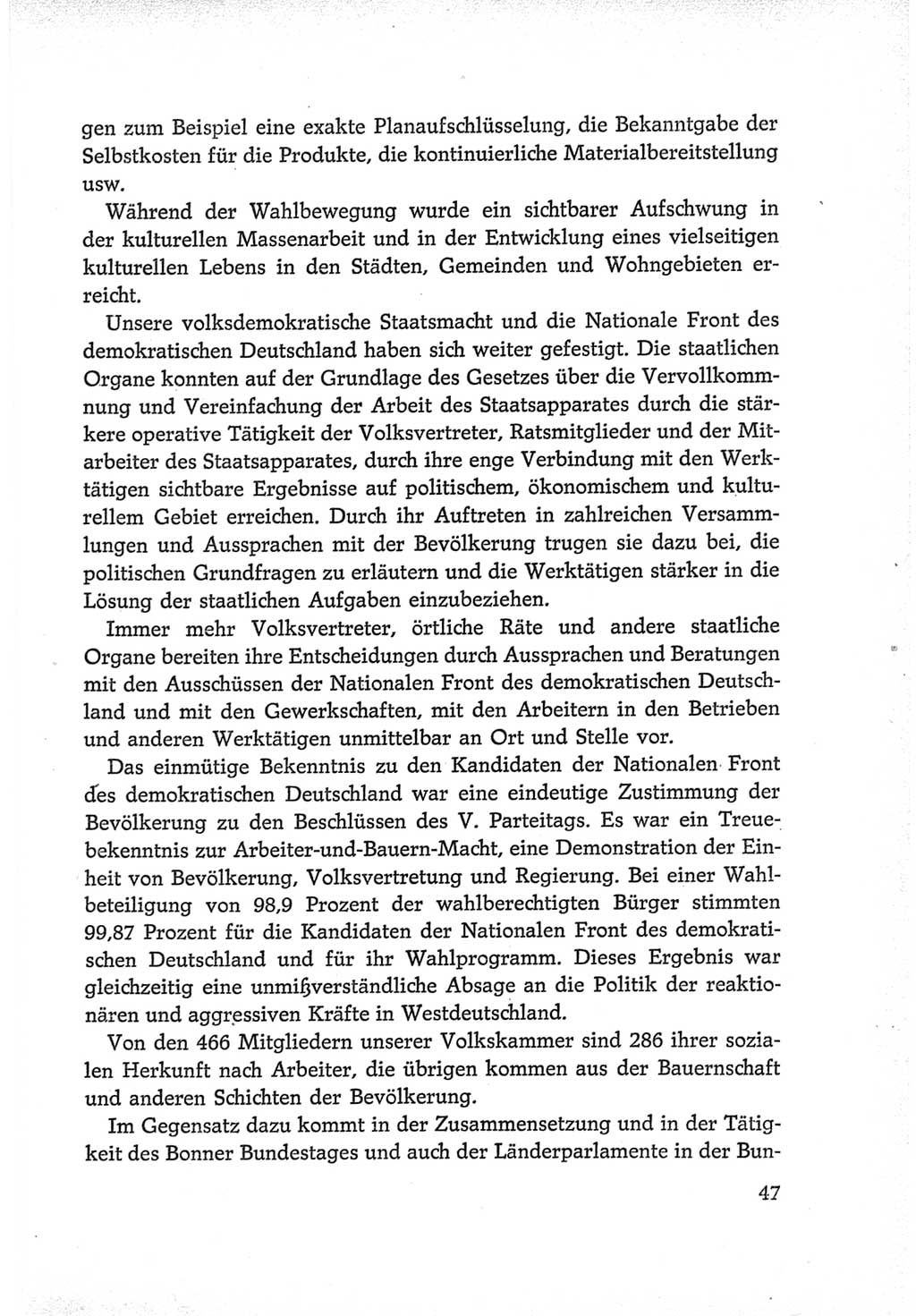 Protokoll der Verhandlungen des Ⅵ. Parteitages der Sozialistischen Einheitspartei Deutschlands (SED) [Deutsche Demokratische Republik (DDR)] 1963, Band Ⅳ, Seite 47 (Prot. Verh. Ⅵ. PT SED DDR 1963, Bd. Ⅳ, S. 47)