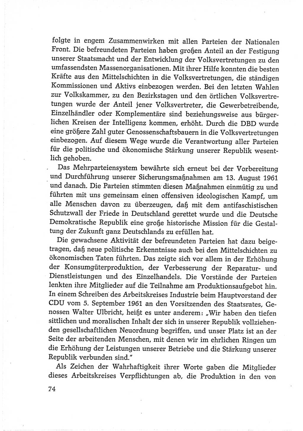 Protokoll der Verhandlungen des Ⅵ. Parteitages der Sozialistischen Einheitspartei Deutschlands (SED) [Deutsche Demokratische Republik (DDR)] 1963, Band Ⅳ, Seite 74 (Prot. Verh. Ⅵ. PT SED DDR 1963, Bd. Ⅳ, S. 74)