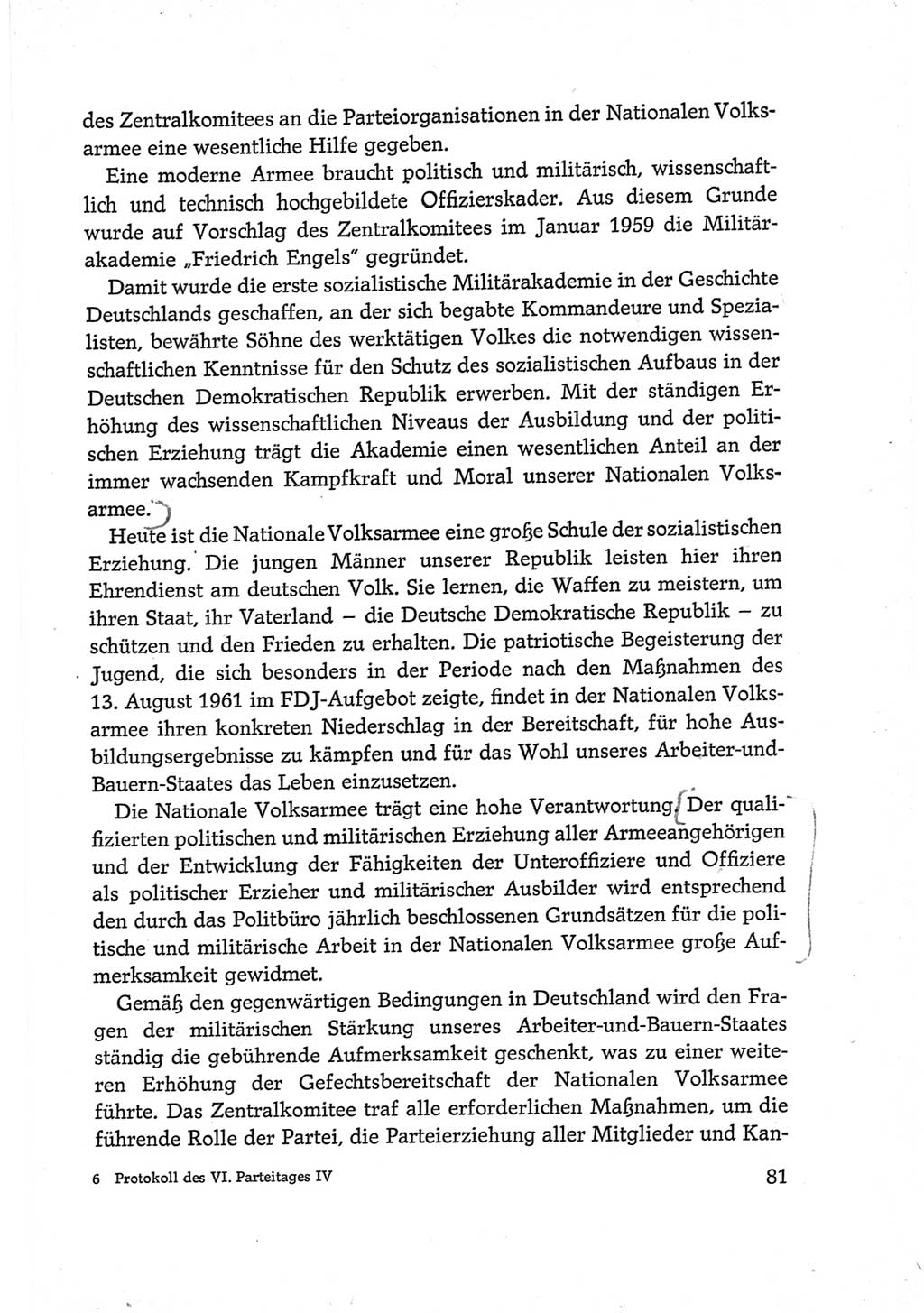 Protokoll der Verhandlungen des Ⅵ. Parteitages der Sozialistischen Einheitspartei Deutschlands (SED) [Deutsche Demokratische Republik (DDR)] 1963, Band Ⅳ, Seite 81 (Prot. Verh. Ⅵ. PT SED DDR 1963, Bd. Ⅳ, S. 81)
