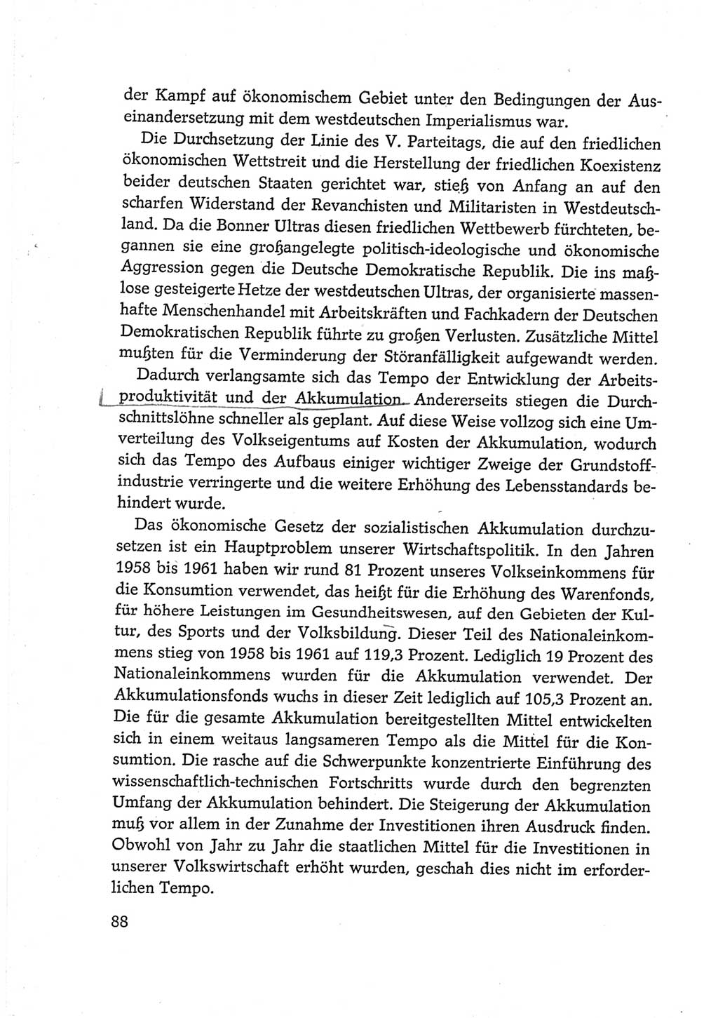 Protokoll der Verhandlungen des Ⅵ. Parteitages der Sozialistischen Einheitspartei Deutschlands (SED) [Deutsche Demokratische Republik (DDR)] 1963, Band Ⅳ, Seite 88 (Prot. Verh. Ⅵ. PT SED DDR 1963, Bd. Ⅳ, S. 88)