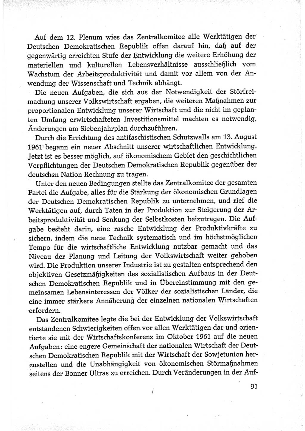 Protokoll der Verhandlungen des Ⅵ. Parteitages der Sozialistischen Einheitspartei Deutschlands (SED) [Deutsche Demokratische Republik (DDR)] 1963, Band Ⅳ, Seite 91 (Prot. Verh. Ⅵ. PT SED DDR 1963, Bd. Ⅳ, S. 91)