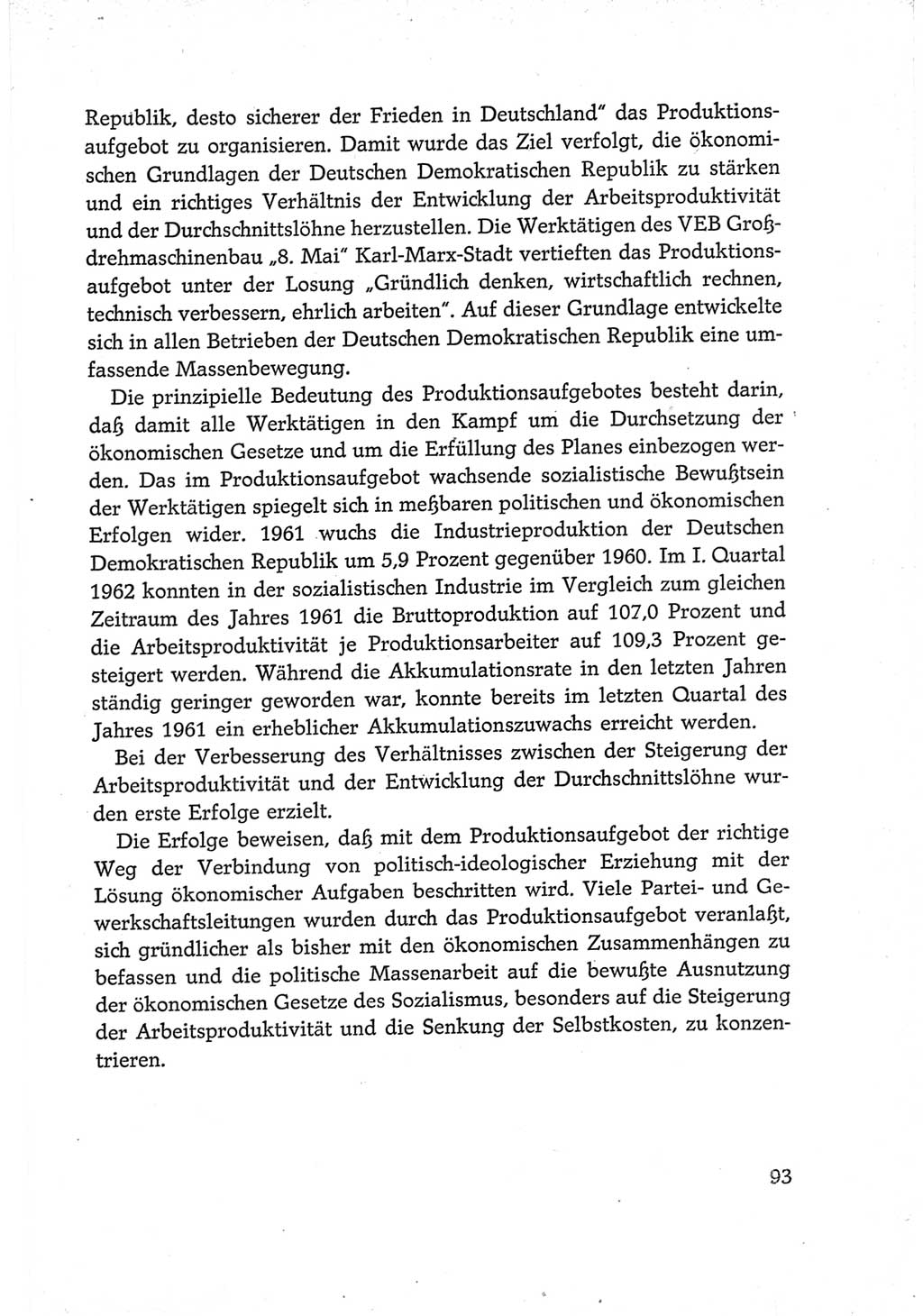 Protokoll der Verhandlungen des Ⅵ. Parteitages der Sozialistischen Einheitspartei Deutschlands (SED) [Deutsche Demokratische Republik (DDR)] 1963, Band Ⅳ, Seite 93 (Prot. Verh. Ⅵ. PT SED DDR 1963, Bd. Ⅳ, S. 93)