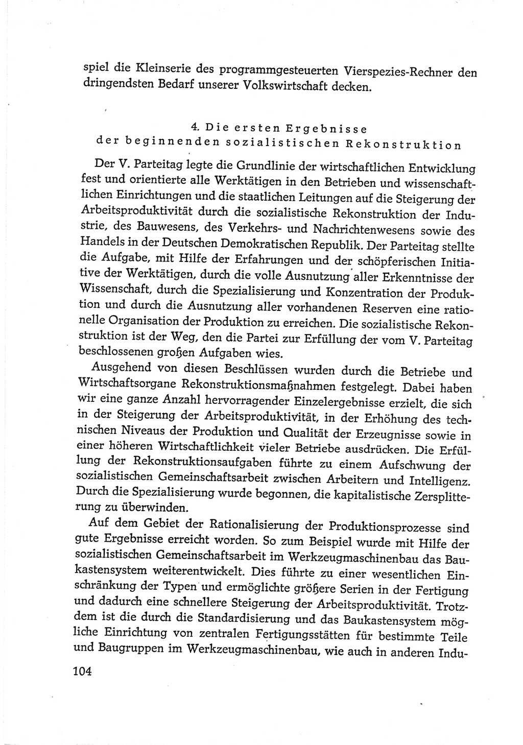 Protokoll der Verhandlungen des Ⅵ. Parteitages der Sozialistischen Einheitspartei Deutschlands (SED) [Deutsche Demokratische Republik (DDR)] 1963, Band Ⅳ, Seite 104 (Prot. Verh. Ⅵ. PT SED DDR 1963, Bd. Ⅳ, S. 104)