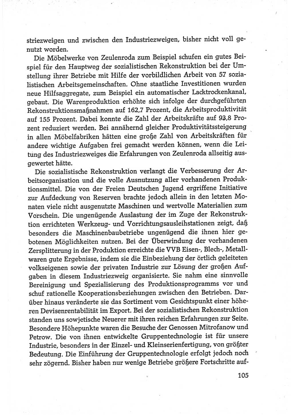 Protokoll der Verhandlungen des Ⅵ. Parteitages der Sozialistischen Einheitspartei Deutschlands (SED) [Deutsche Demokratische Republik (DDR)] 1963, Band Ⅳ, Seite 105 (Prot. Verh. Ⅵ. PT SED DDR 1963, Bd. Ⅳ, S. 105)